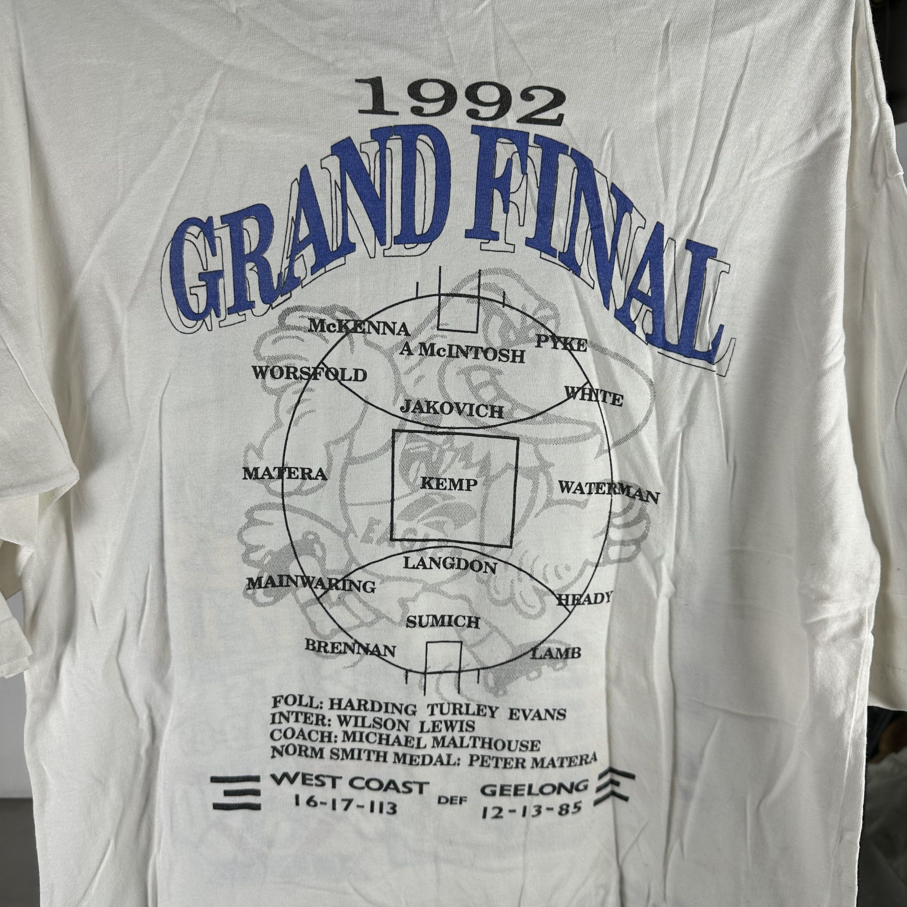 Vintage ​1992 West Coast Eagles AFL Premiers Grand Final T-shirt Size US L / EU 52-54 / 3 - 4 Thumbnail