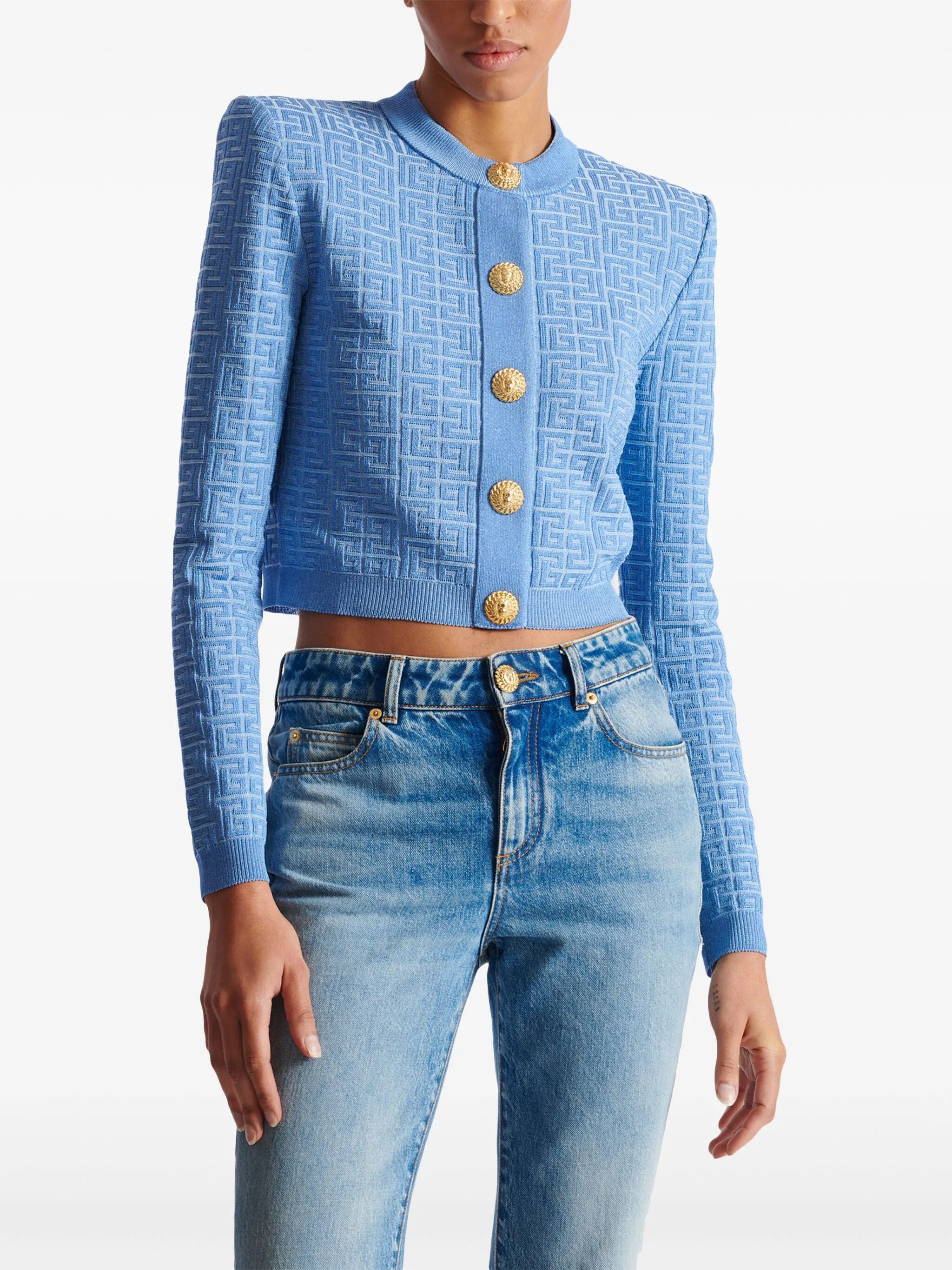 Balmain o1loc1c0526 PB Labyrinth Cardigan in Blue Size XXS / US 00 / IT 34 - 5 Thumbnail