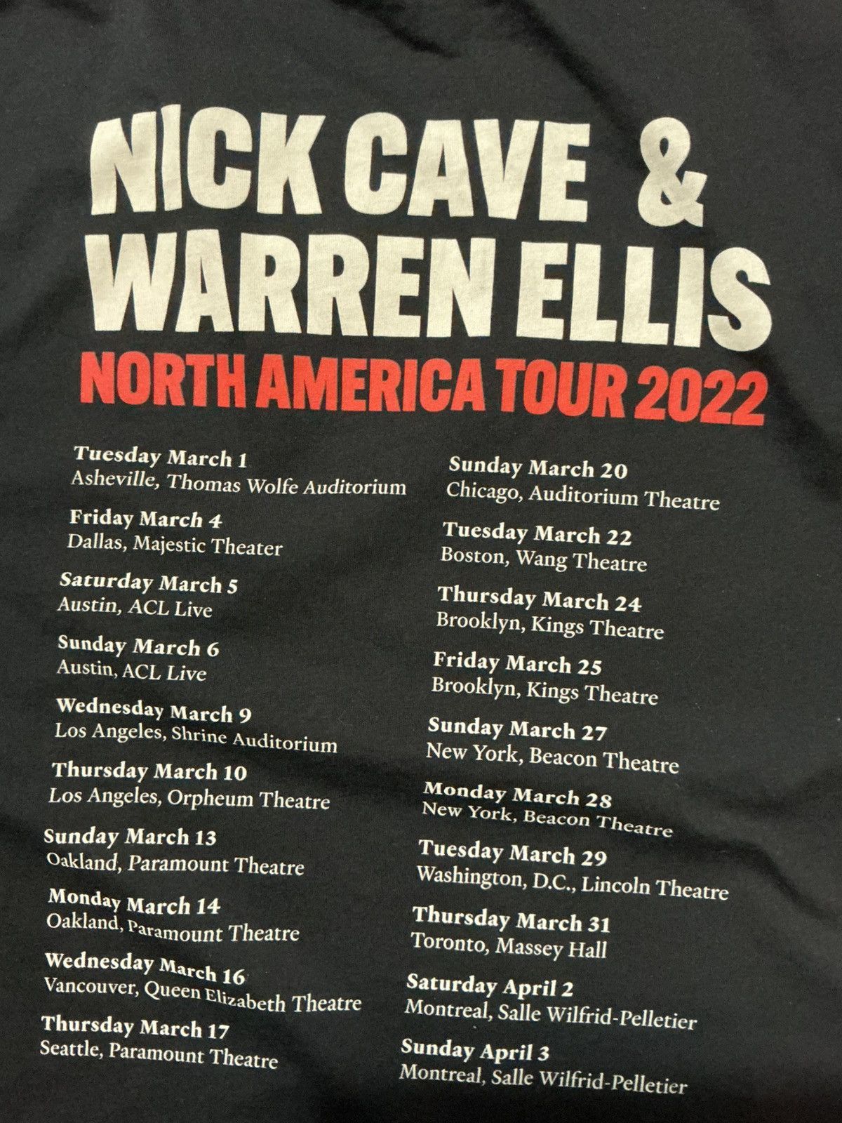 Band Tees Nick Cave & Warren Ellis Carnage Tour 2022 Official T-Shirt Size US S / EU 44-46 / 1 - 7 Thumbnail