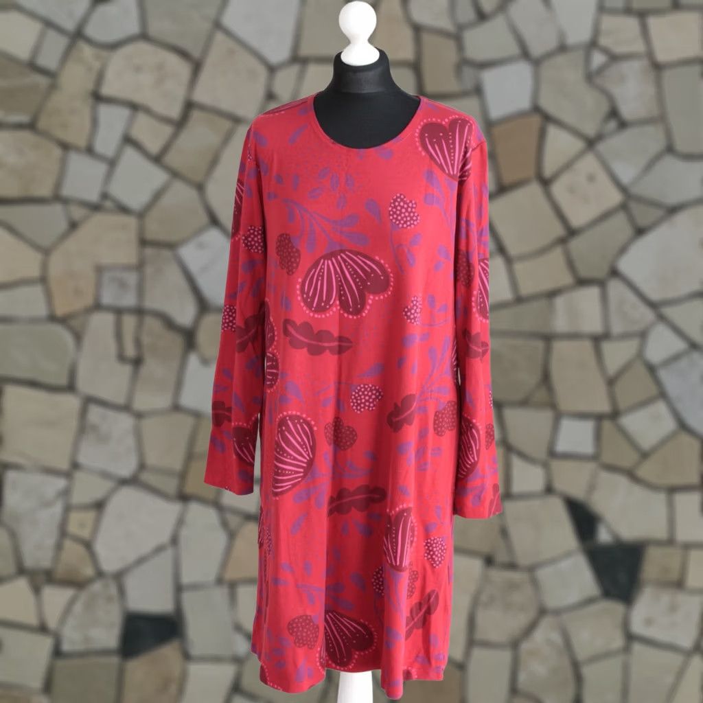 Vintage Gudrun Sjoden Womens Dress L Dress Floral Pink Knee Length A-Line Dress Womens L Size L / US 10 / IT 46 - 1 Thumbnail