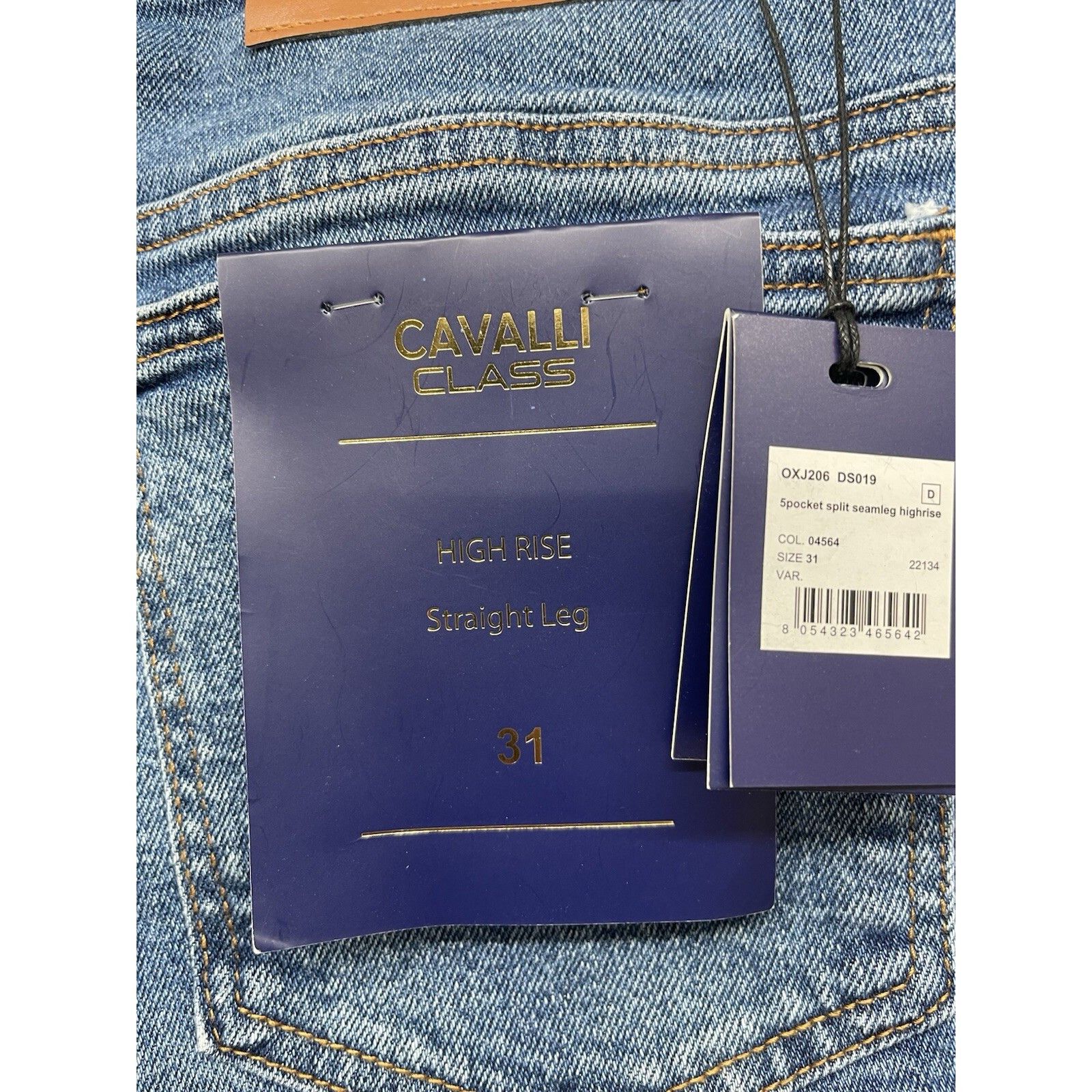 Cavalli Class NWT Cavalli Class Denim Jeans Straight Leg High Rise Blue St Size US 31 - 5 Thumbnail