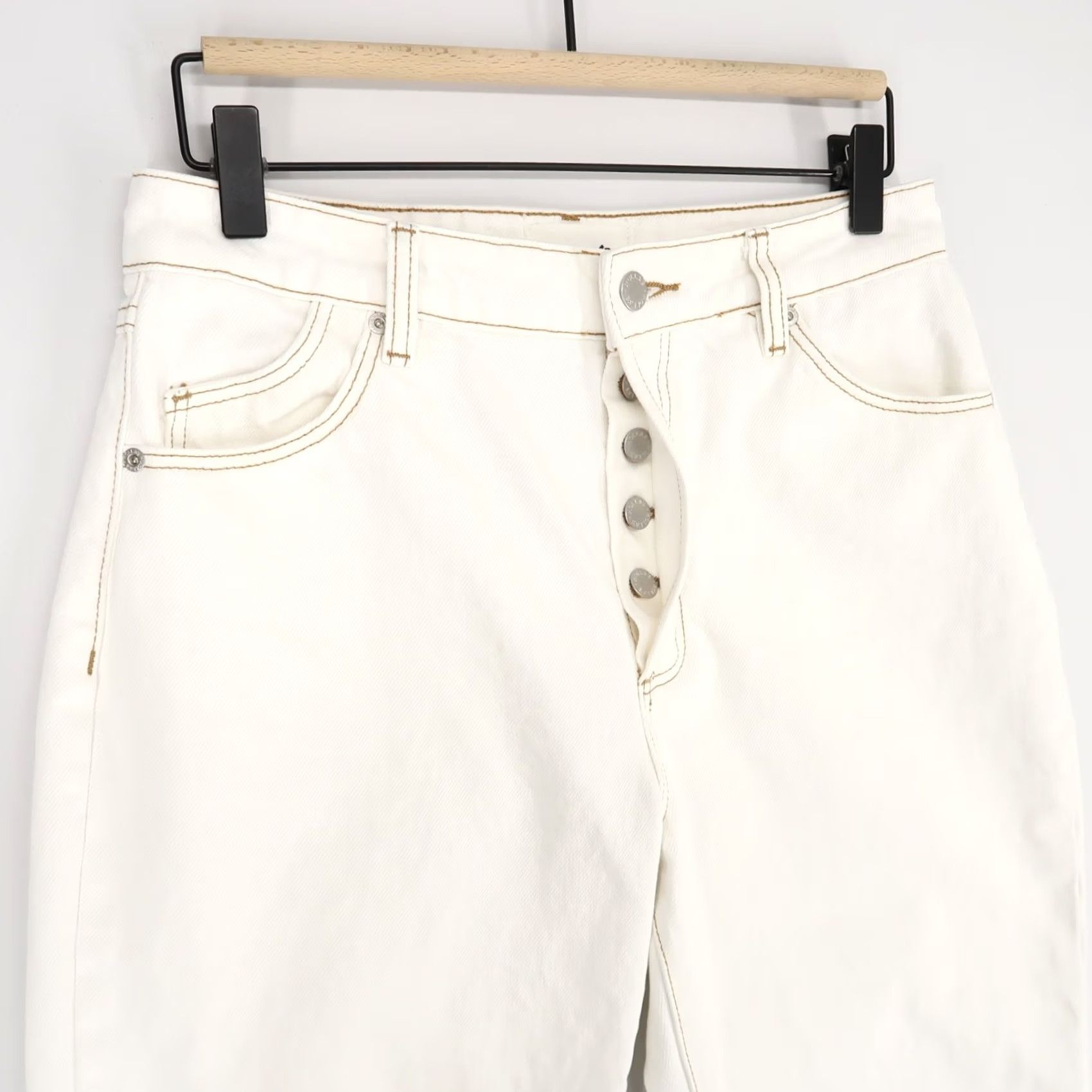 Vintage Rollas White High Rise Straight Jeans Womens 27 Button Fly 5-Pocket Denim Cotton Vintage: No Size 27" / US 4 / IT 40 - 4 Thumbnail