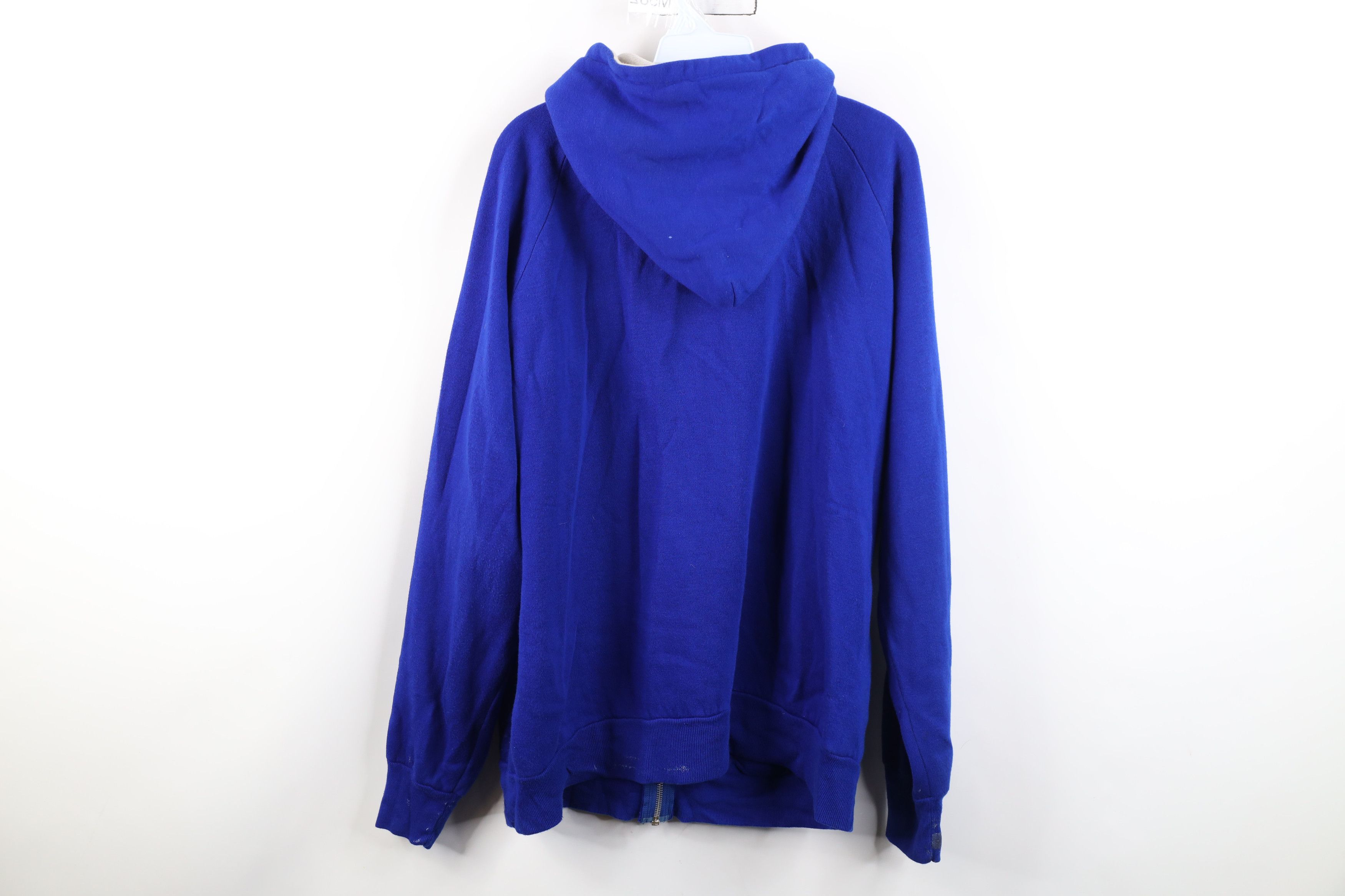 Vintage Vintage 70s Streetwear Blank Full Zip Hoodie Sweatshirt Blue Size US XL / EU 56 / 4 - 14 Thumbnail