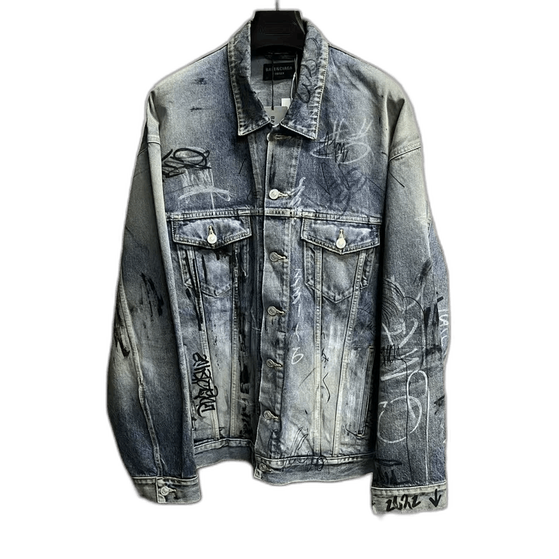 Balenciaga Blue Pattern Printed Long Sleeve Jacket-2505 Size US S / EU 44-46 / 1 - 1 Thumbnail