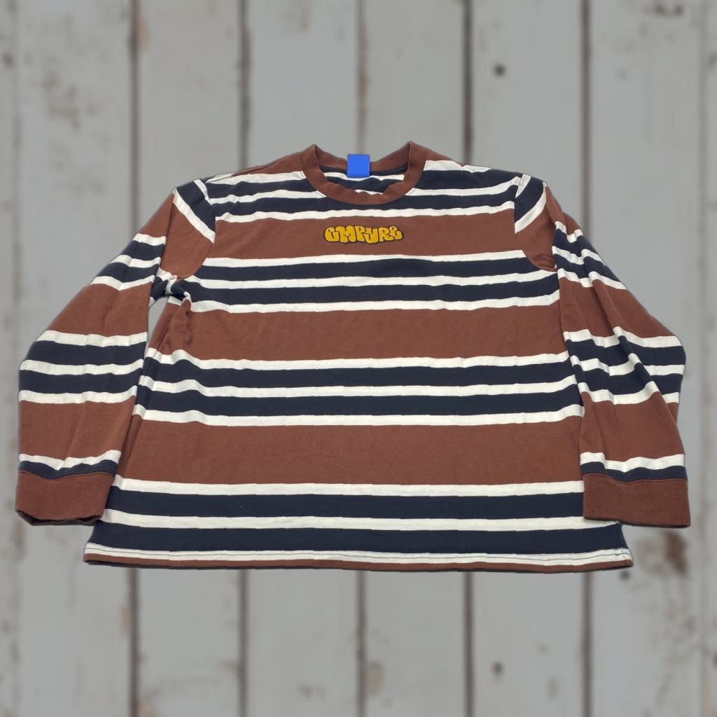 Empyre Empyre Shirt Mens Large Striped Long Sleeve Pullover Brown White Blue 7899 Size US L / EU 52-54 / 3 - 1 Thumbnail