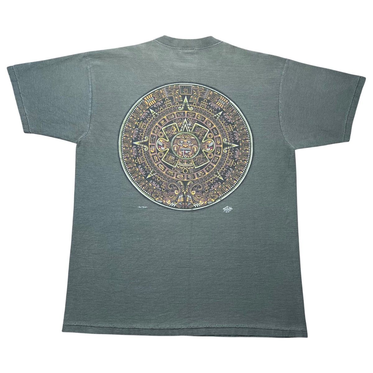 1995 Aztlan Graphics Aztec Mayan Calendar Chicano T-Shirt