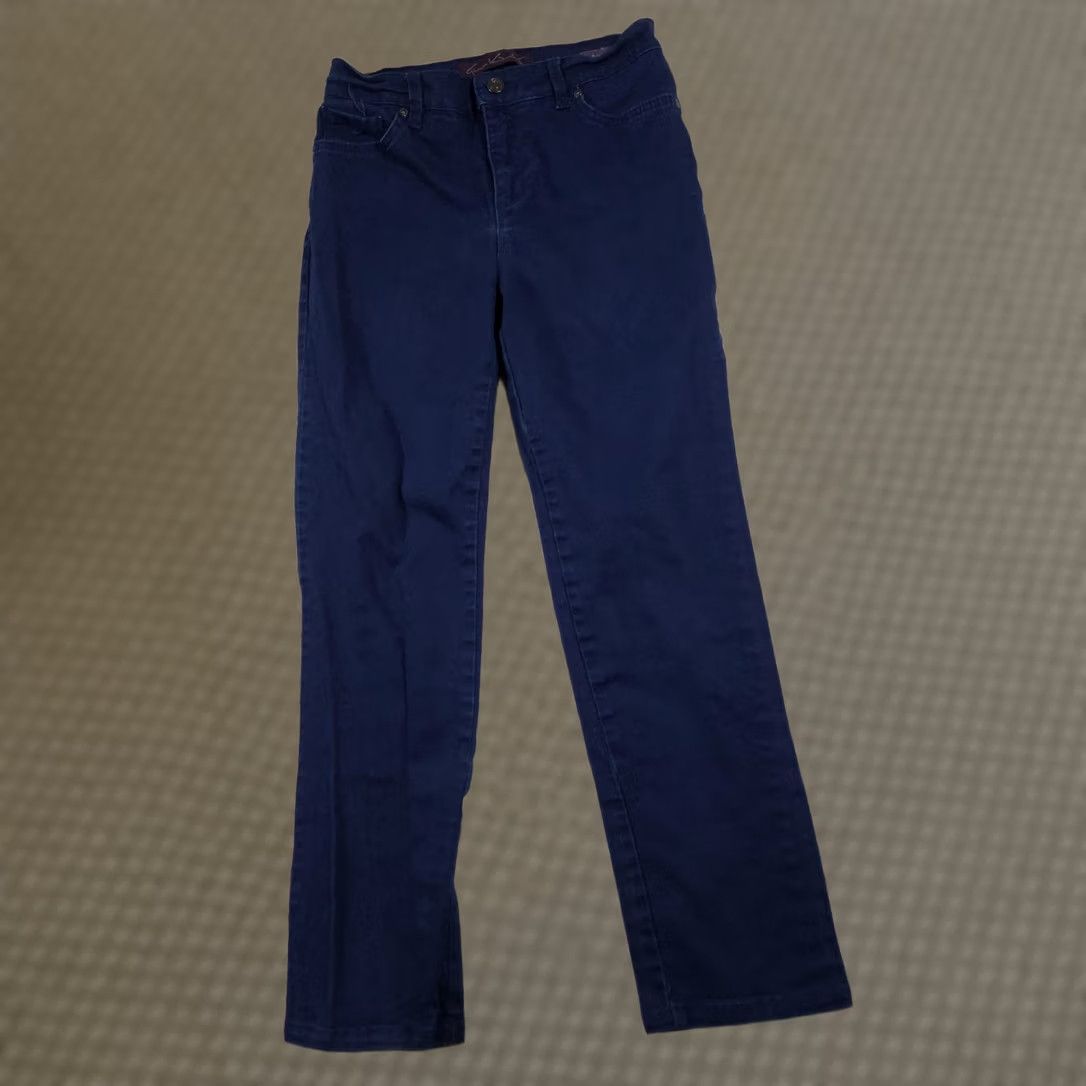 Gloria Vanderbilt Gloria Vanderbilt Jeans Womens 4 Petite Amanda Straight Leg Stretch Pants Navy Denim 4P Size 27" / US 4 / IT 40 - 1 Thumbnail