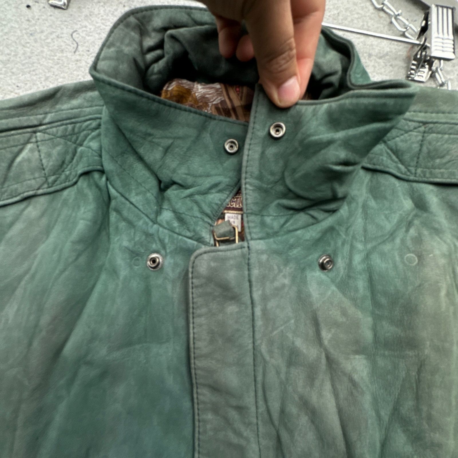 Other Vintage International Leather Green Bomber Jacket Large Size US L / EU 52-54 / 3 - 11 Thumbnail