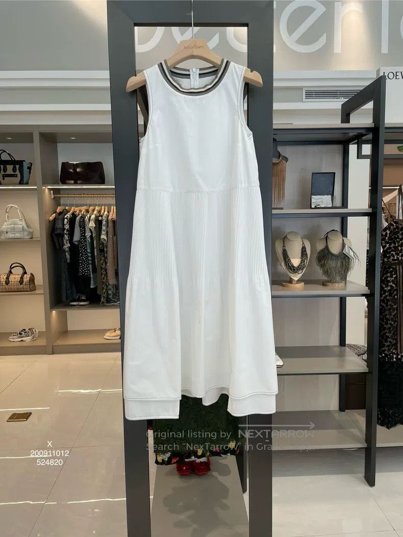Brunello Cucinelli Brunello Cucinelli White Polyester Cotton Dress Size XS / US 0-2 / IT 36-38 - 1 Thumbnail