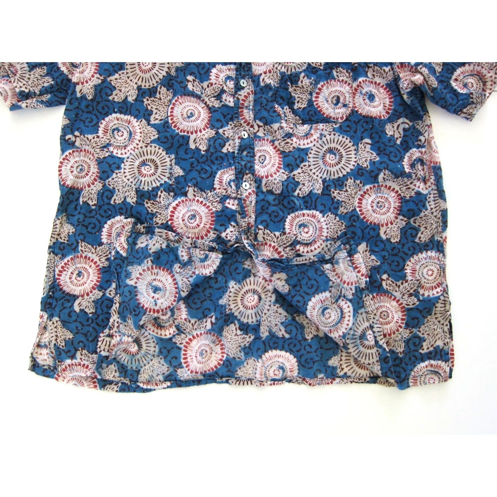Vintage Vtg Arawalk West Indies Cotton Blue Floral Button Down Short Sleeve Shirt L Size US L / EU 52-54 / 3 - 6 Thumbnail