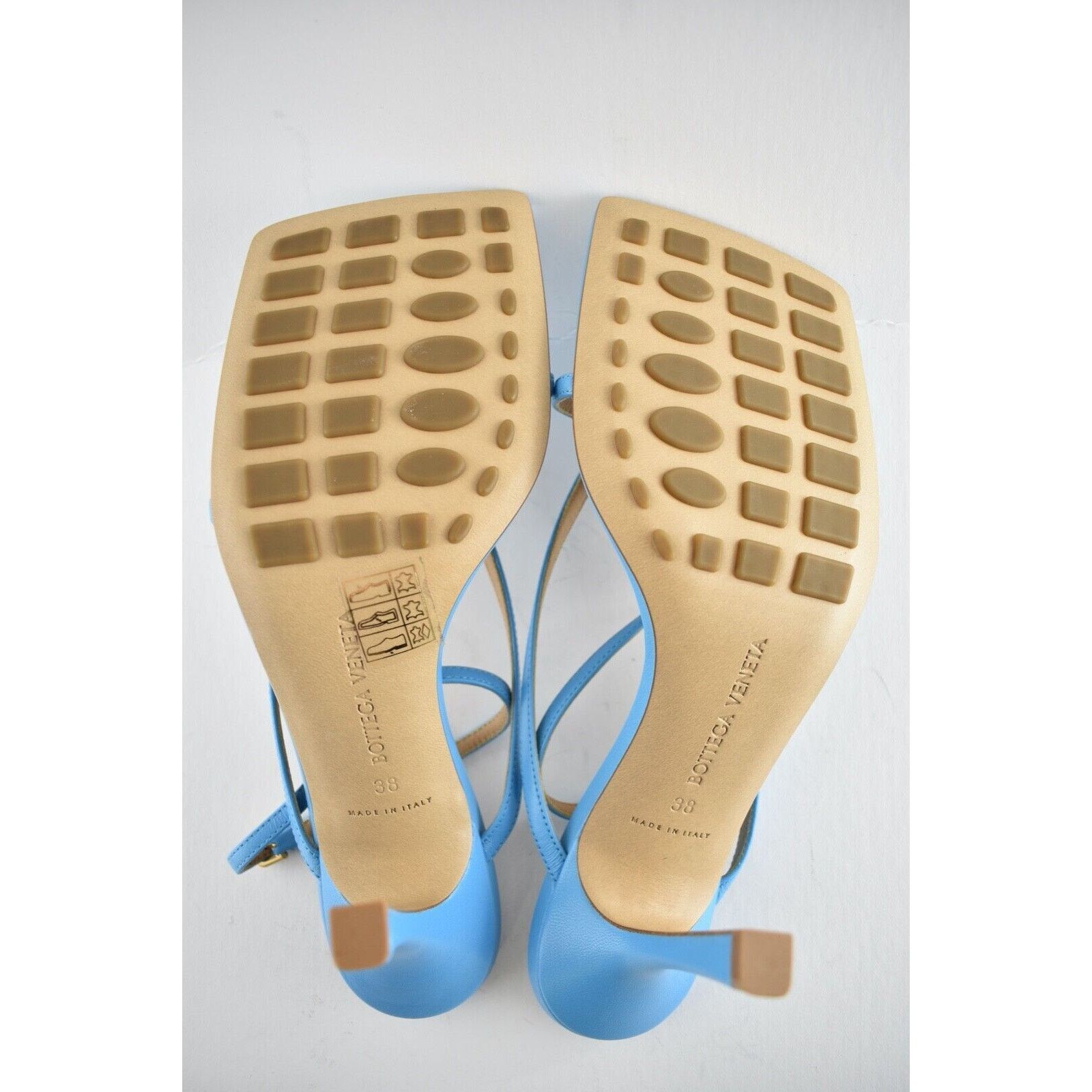 Bottega Veneta Stretch Square Toe Sky Blue Ankle Strap Sandal Heel Pump 38 Size US 8 / IT 38 - 11 Thumbnail