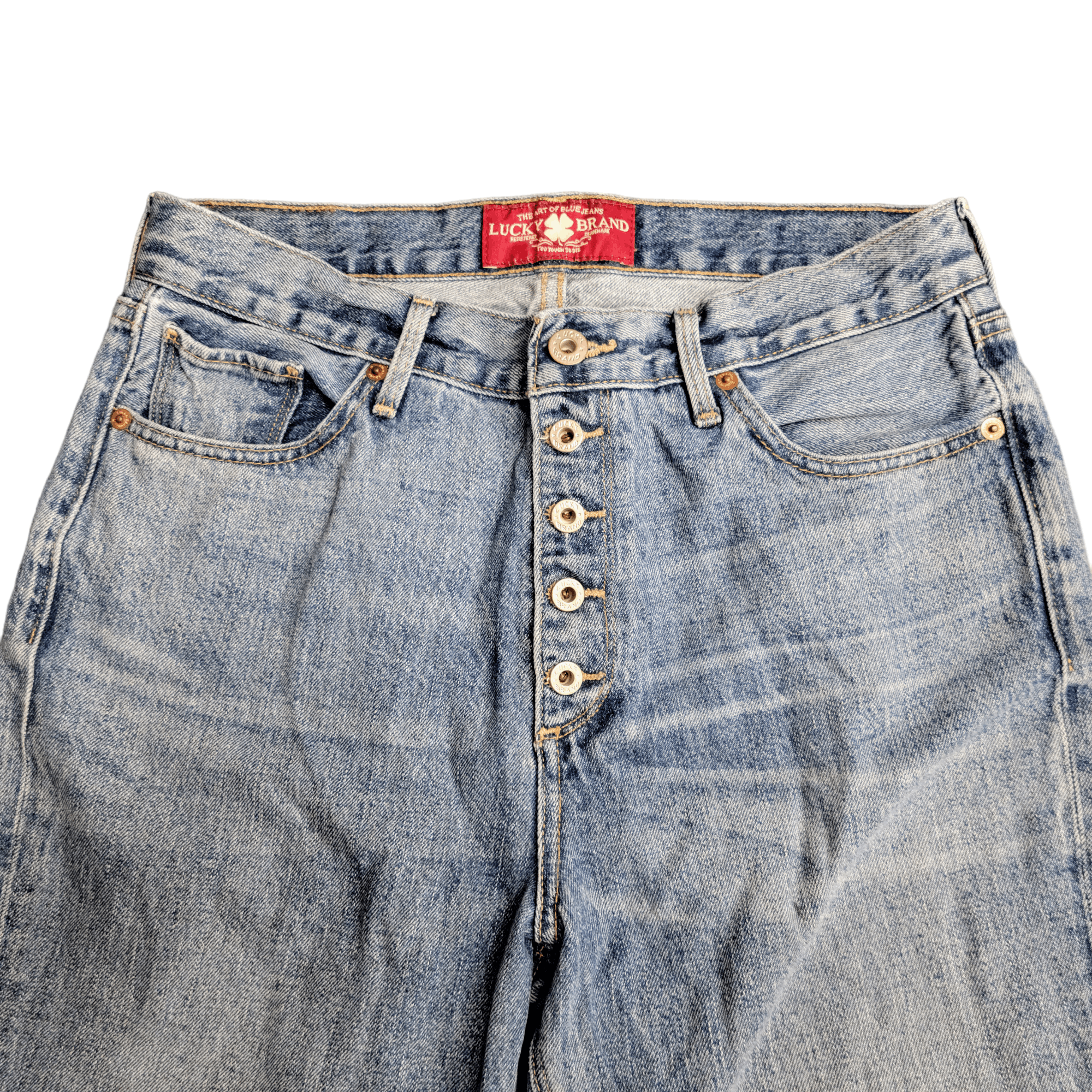 Lucky Brand Lucky Brand Vintage Button Fly High Rise Distress Blue Jeans Size 28" / US 6 / IT 42 - 2 Thumbnail