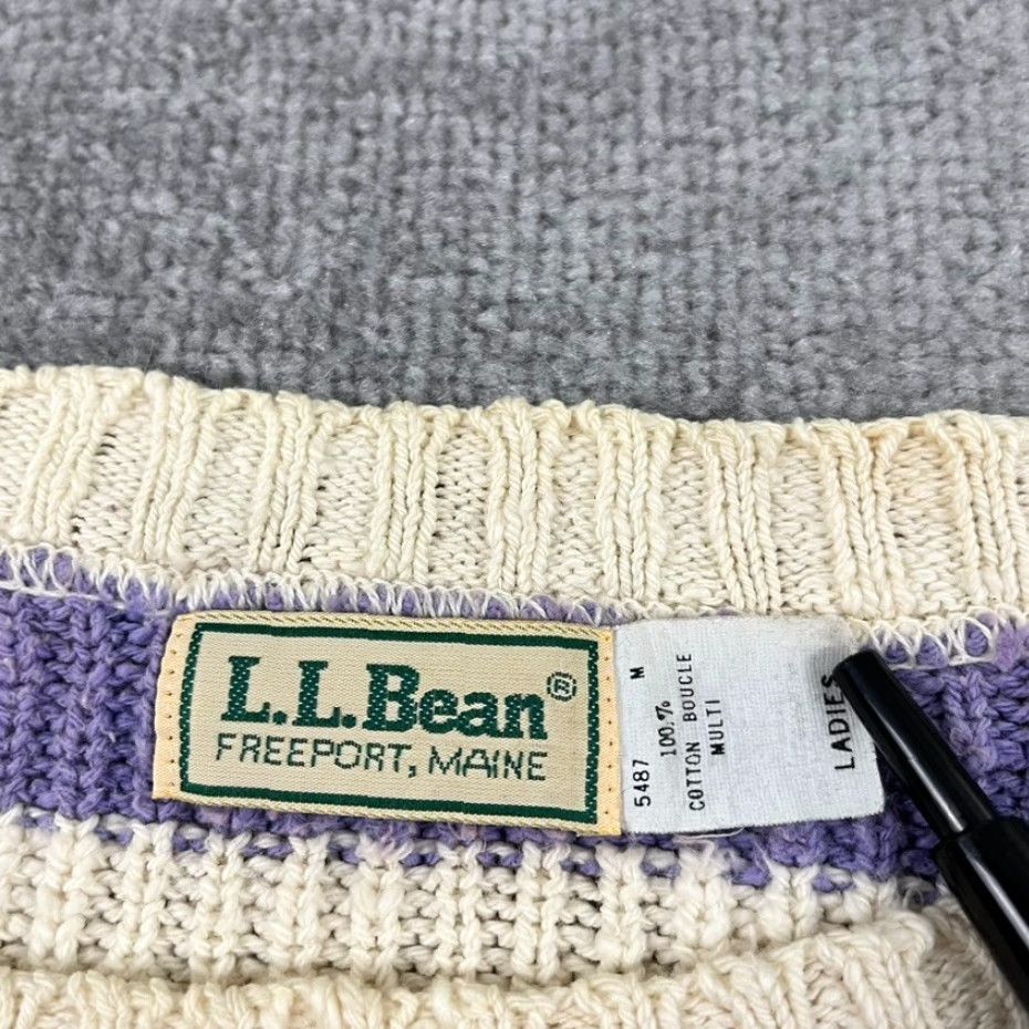 Vintage VINTAGE L.L. BEAN Women's Sweater Pullover Knit 90s Striped Casual Warm Fall Winter Pink Purple White M Size M / US 6-8 / IT 42-44 - 2 Thumbnail