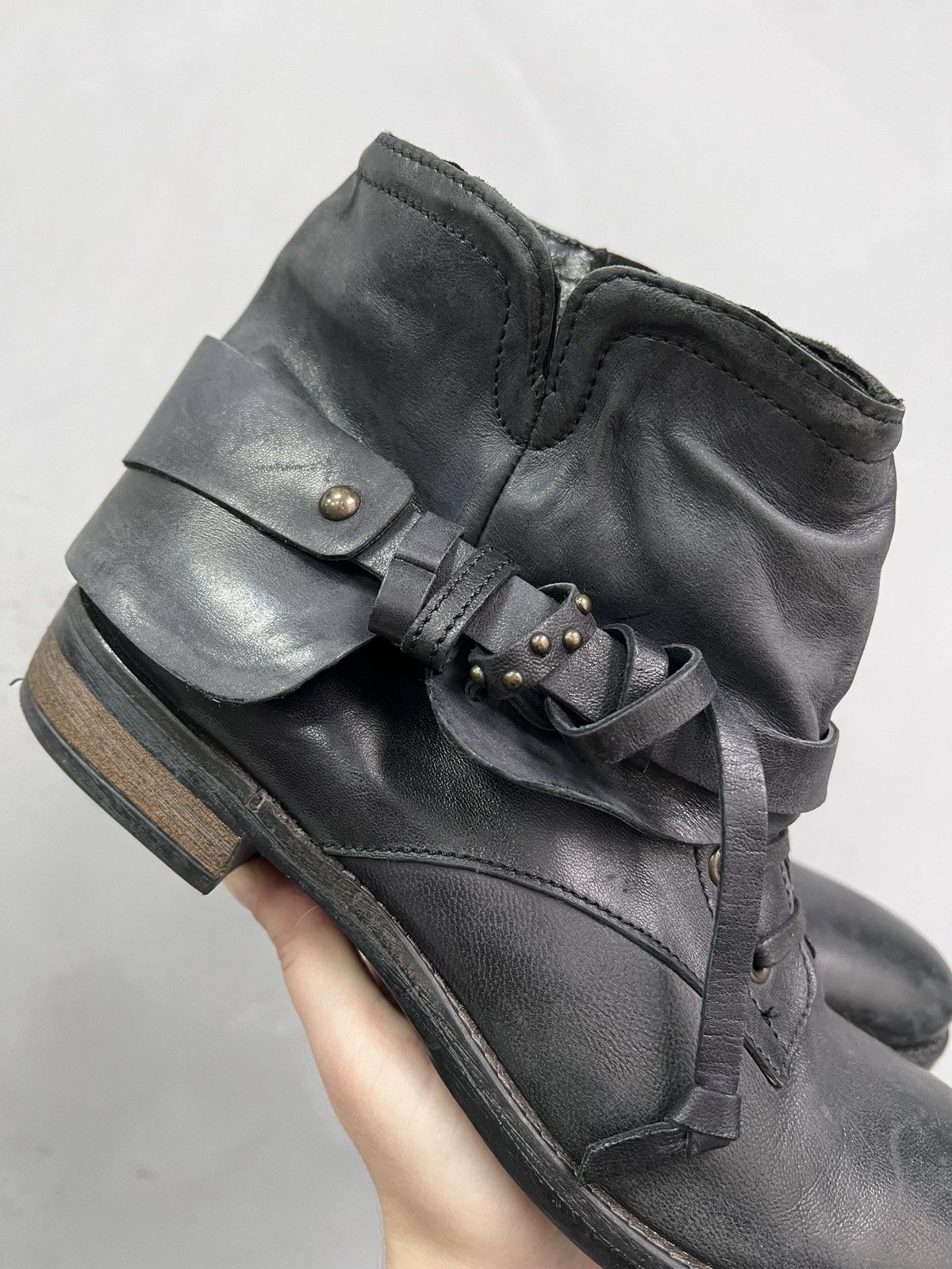 A.S.98 Dark blue leather boots A.S.98 detailed vintage guidi style Size US 8 / EU 41 - 4 Thumbnail