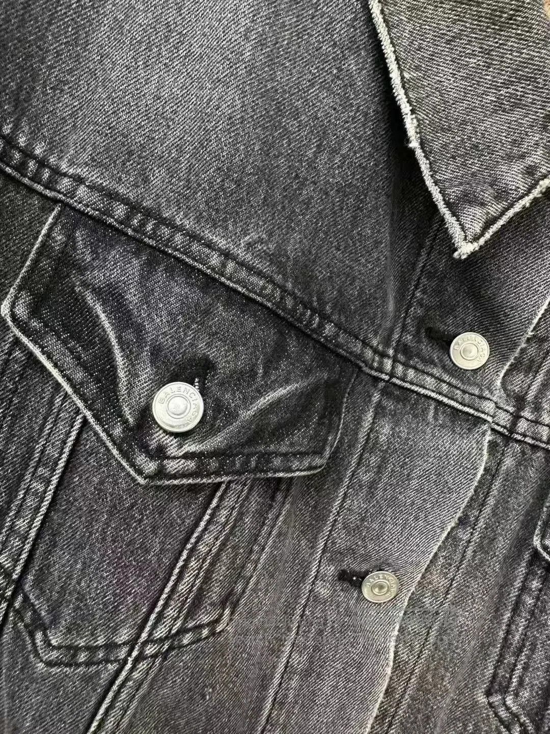 Balenciaga Balenciaga Black Asymmetric Denim Jacket. Size XXS / US 00 / IT 34 - 3 Thumbnail