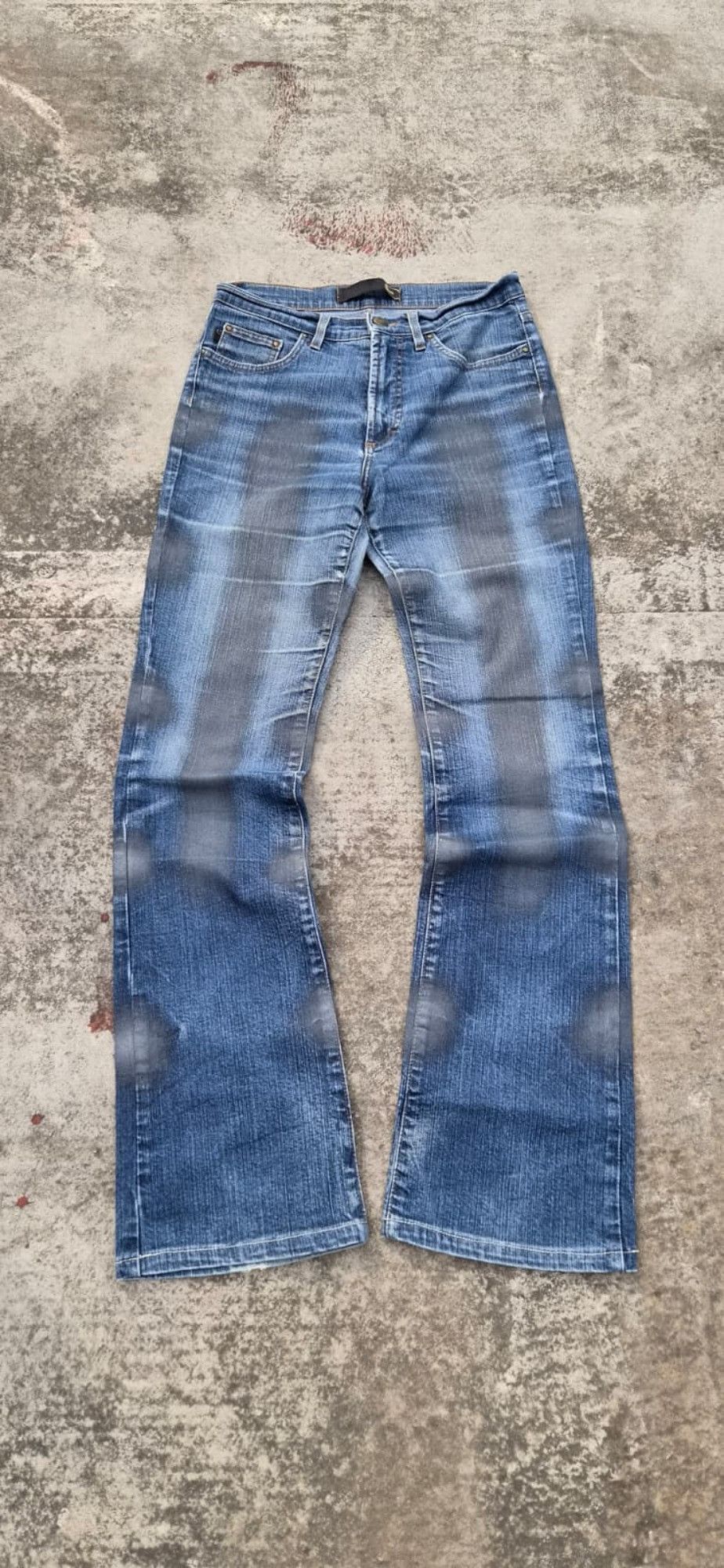 Roberto Cavalli 00s Just Cavalli Dramatic Dirty Wash Flared Denim Jeans Size 26" / US 2 / IT 38 - 1 Thumbnail