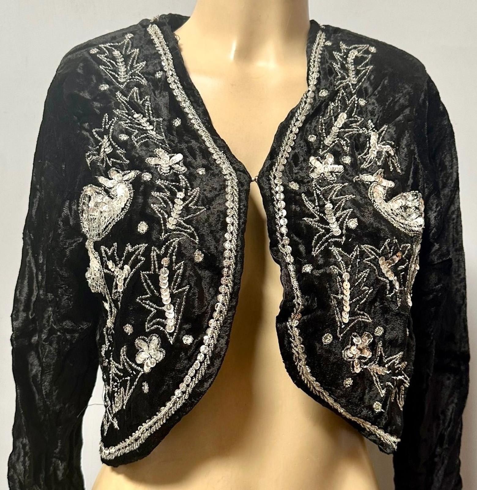 Designer Black Suede Silver Bolero Jacket size S only Size S / US 4 / IT 40 - 1 Preview