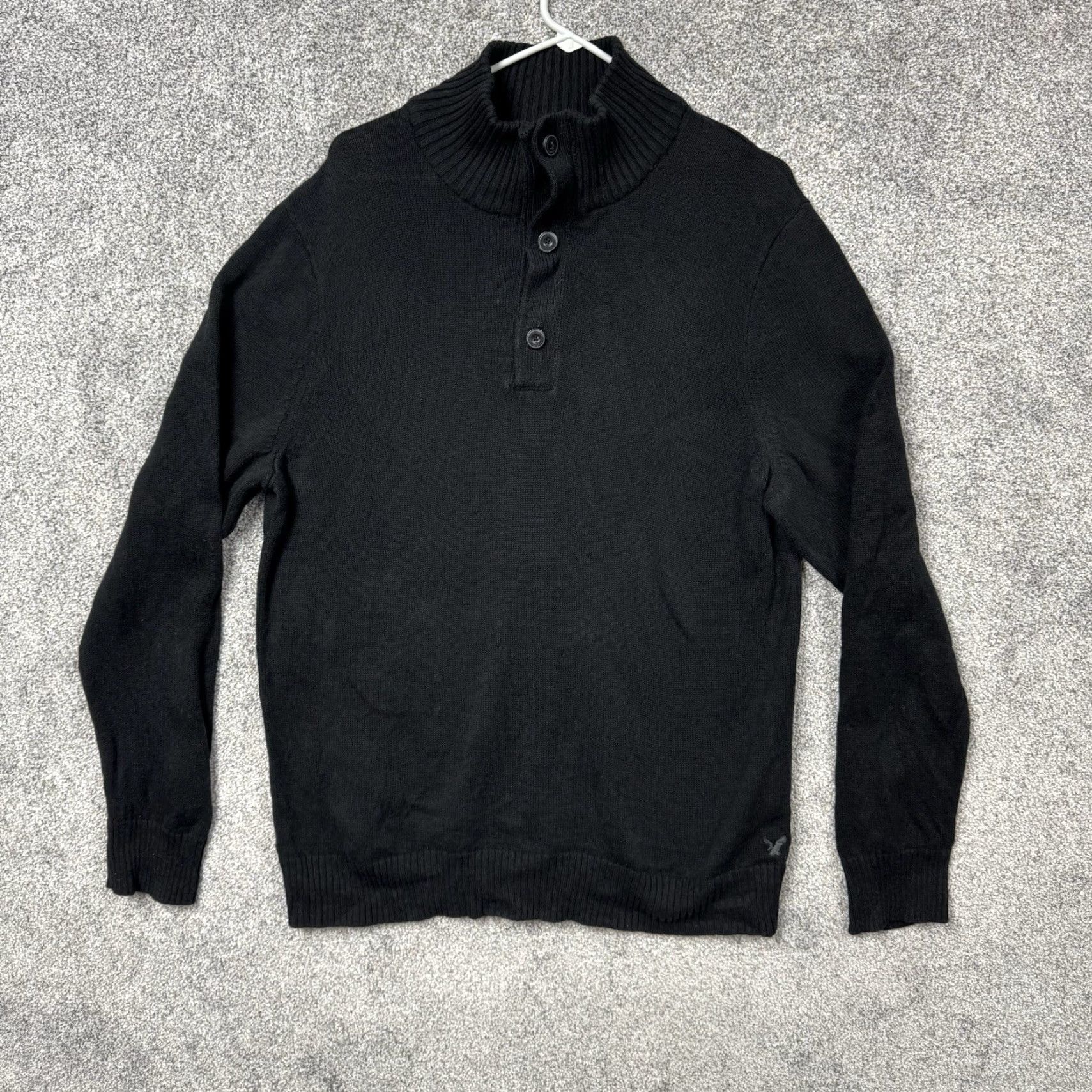 American Eagle Outfitters American Eagle Outfitters Sweater Men 2XL Black 100% Cotton Knit Pullover Long Sleeve Mock Neck Grandpacore Cozy Dark Academia Mens Size US XXL / EU 58 / 5 - 4 Thumbnail