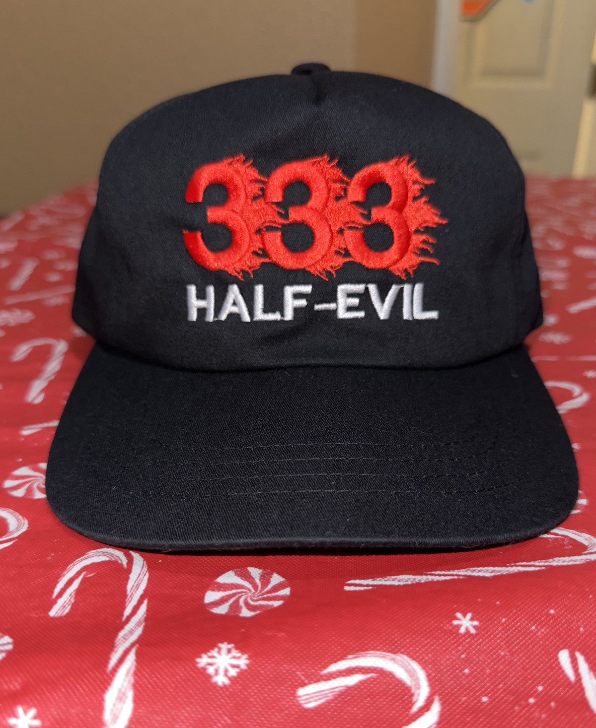 Half Evil Half Evil - 333 Red Flame Logo Hat (3 YEAR ANNIVERSARY) Size ONE SIZE - 1 Thumbnail