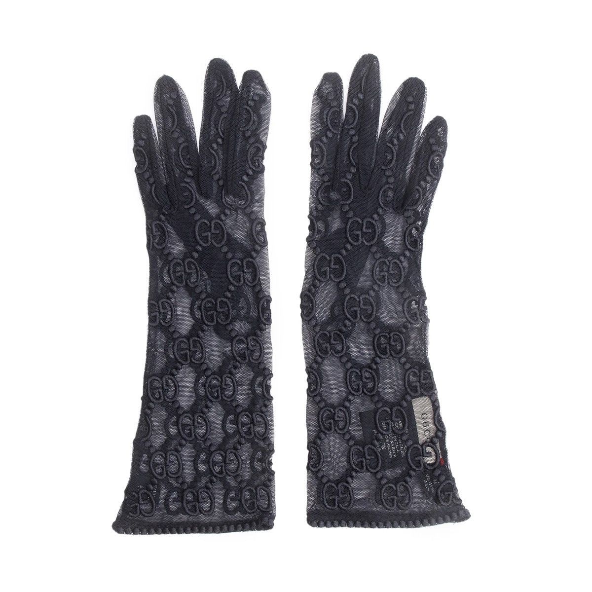 Gucci GUCCI Black GG Embroidered Tulle Gloves Size ONE SIZE - 1 Thumbnail
