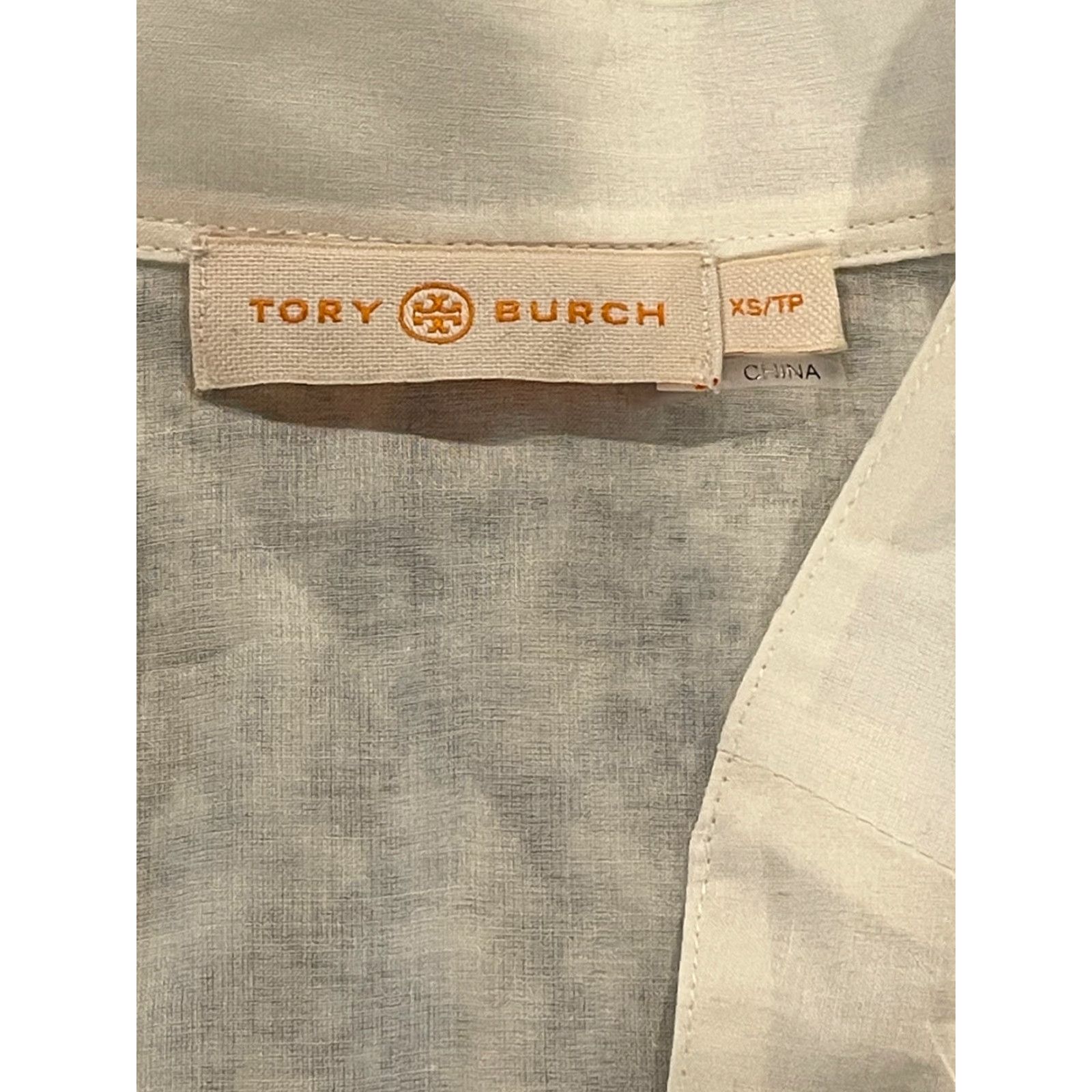 Tory Burch Tory Burch Blouse Tunic Top XS Ivory Blue Embroidered Stephanie Geometric Long Sleeve Women Size XS / US 0-2 / IT 36-38 - 3 Thumbnail