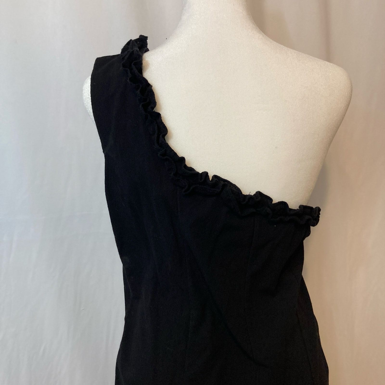 Other Mexico Handpaint Black Floral Ruffle One Shoulder Midi Dress Size S / US 4 / IT 40 - 6 Thumbnail