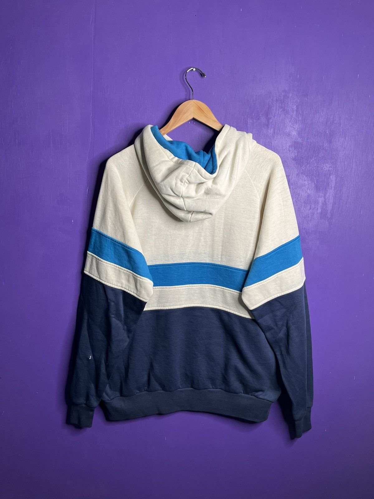 Nike × Vintage Vintage 80s Nike stripes logo hoodie Size US XL / EU 56 / 4 - 2 Thumbnail