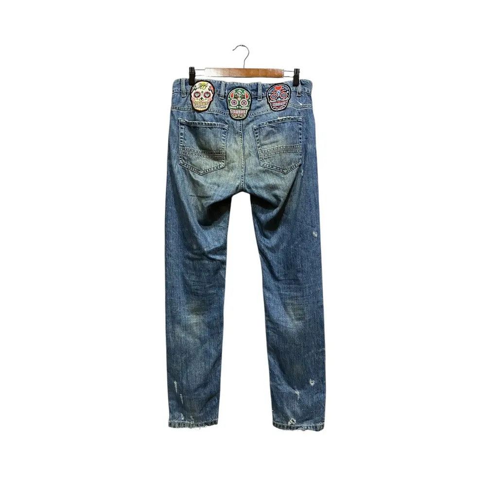 HYDROGEN Hydrogen Luxury Sportwear Jeans Distressed Bones Design Size US 31 - 2 Thumbnail