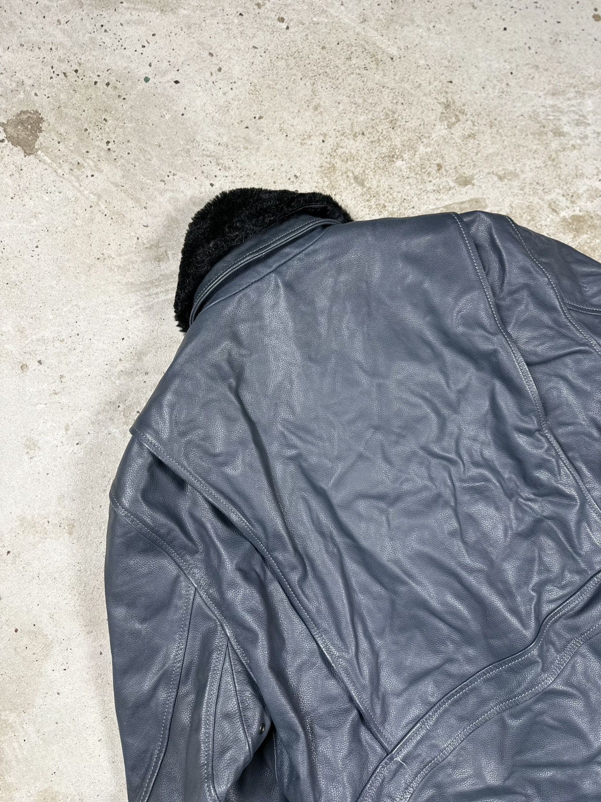 Vintage Y2K A2 Type Grey Leather Bomber Flyers Jacket