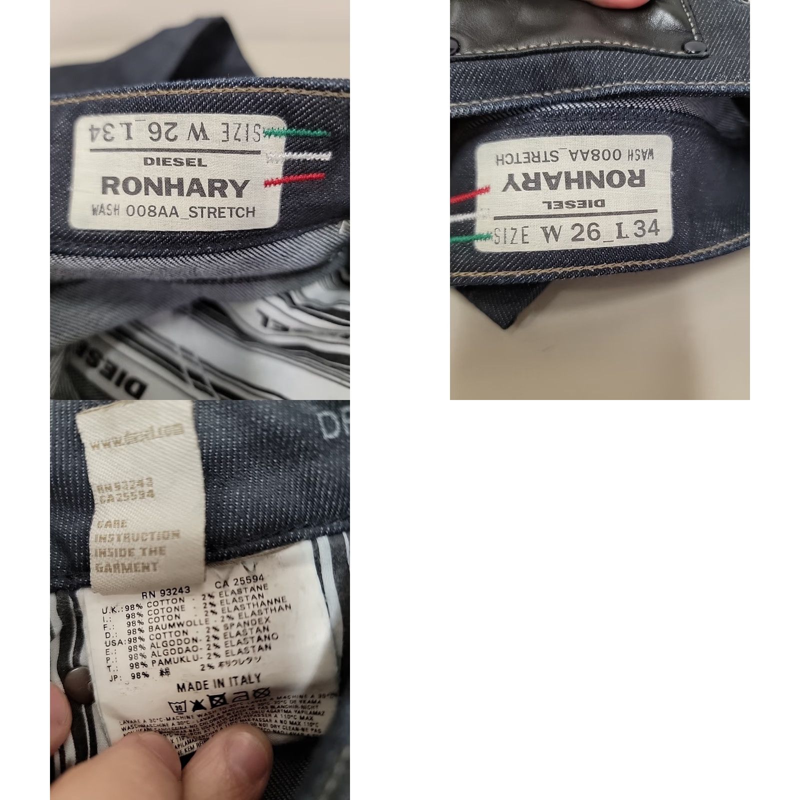 Diesel DIESEL Jeans Bootcut Denim 008AA Regular Slimming Stretch 26x34 Blue Men 5-Pocket Diesel Ronhary Vintage No Size US 26 / EU 42 - 8 Thumbnail
