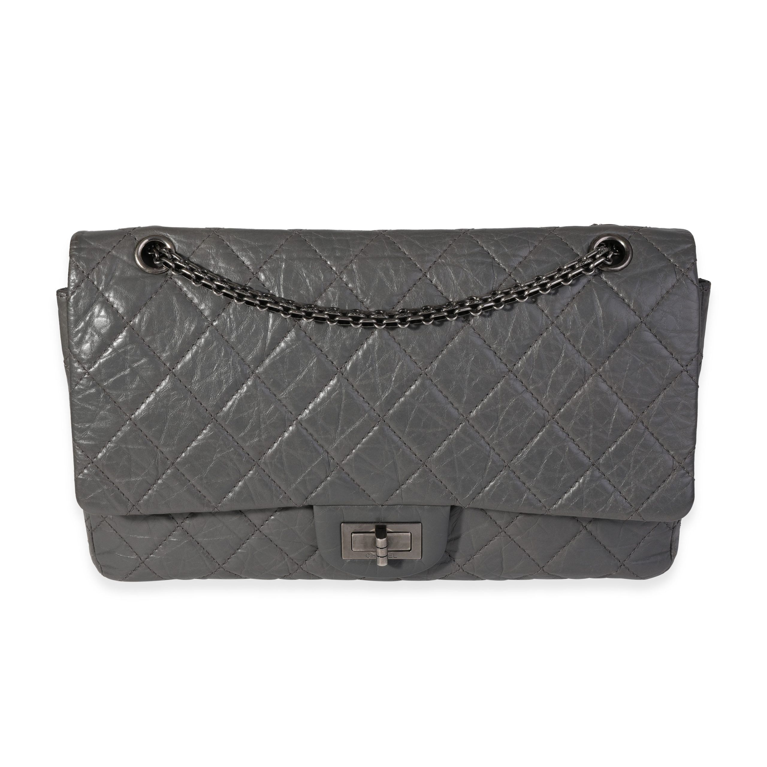 Chanel Gray Quilted Aged Calfskin Reissue 2.55 227 Double Flap Bag