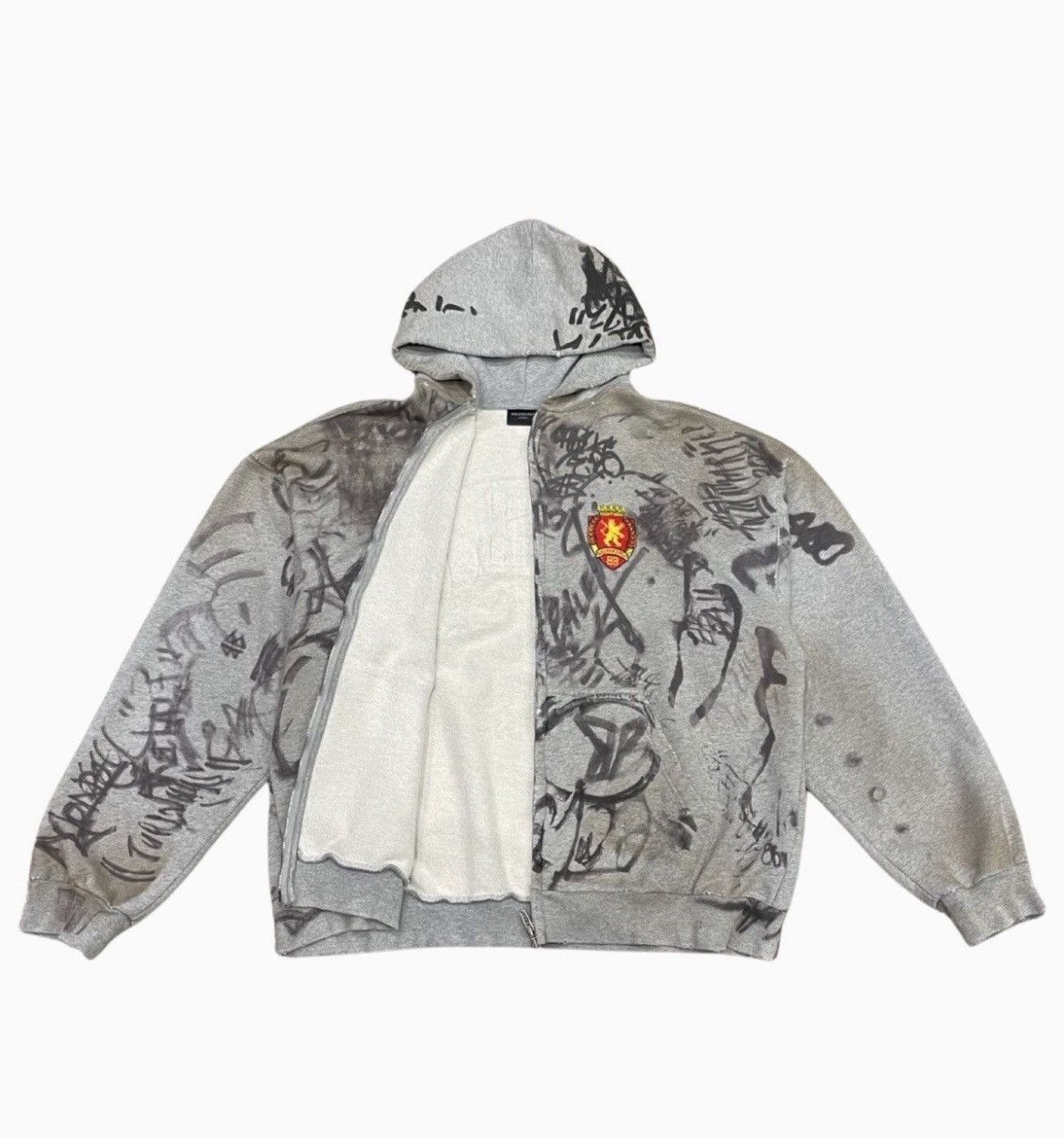 Balenciaga SS23 Balenciaga Skater Graffiti Distressed Zip Up Hoodie Size US M / EU 48-50 / 2 - 4 Thumbnail