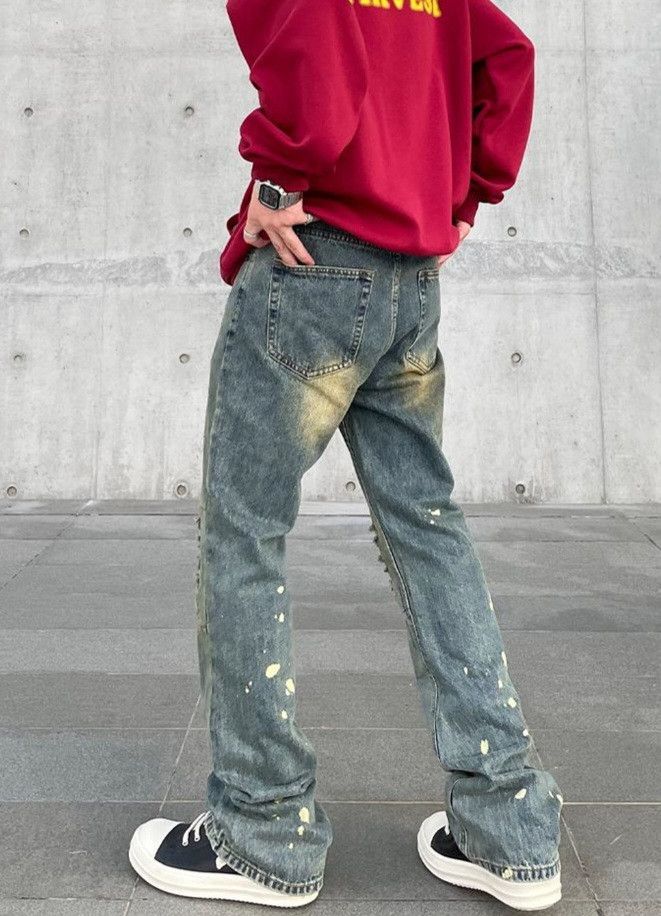 Jean × Vintage Y2K Straight-leg Pants Splash-ink for men Size US 26 / EU 42 - 3 Thumbnail