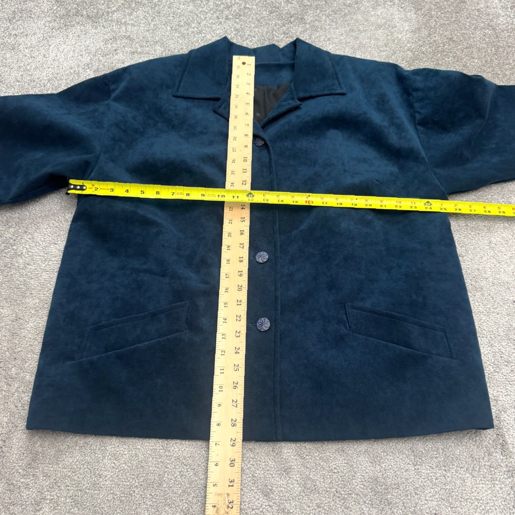 Vintage Unbranded Blazer Jacket Womens 2X Navy Blue Lightweight Long Sleeve Button Up Solid Blended Fabric Casual, Workwear, Travel Womens Menopause? Size XXL / US 16-18 / IT 52-54 - 5 Thumbnail