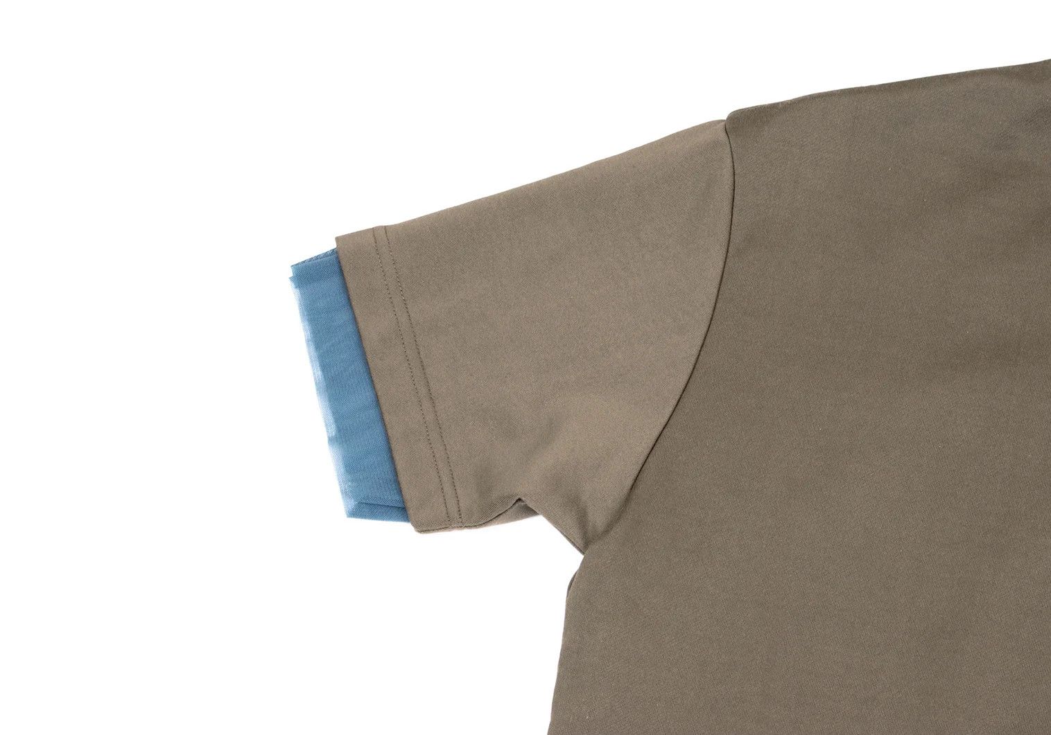 Kolor Mesh Layered Mock Neck T-Shirt in Khaki Blue Grey Size US M / EU 48-50 / 2 - 4 Thumbnail