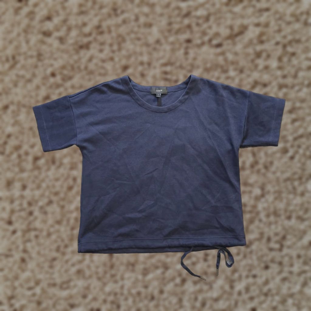 J.Crew J.CREW Sweatshirt Womens Size S Blue Boxy Short Sleeve Crew Neck Casual Knit Cotton Classic Basic Lounge Capsule Preppy Regular Size S / US 4 / IT 40 - 1 Thumbnail