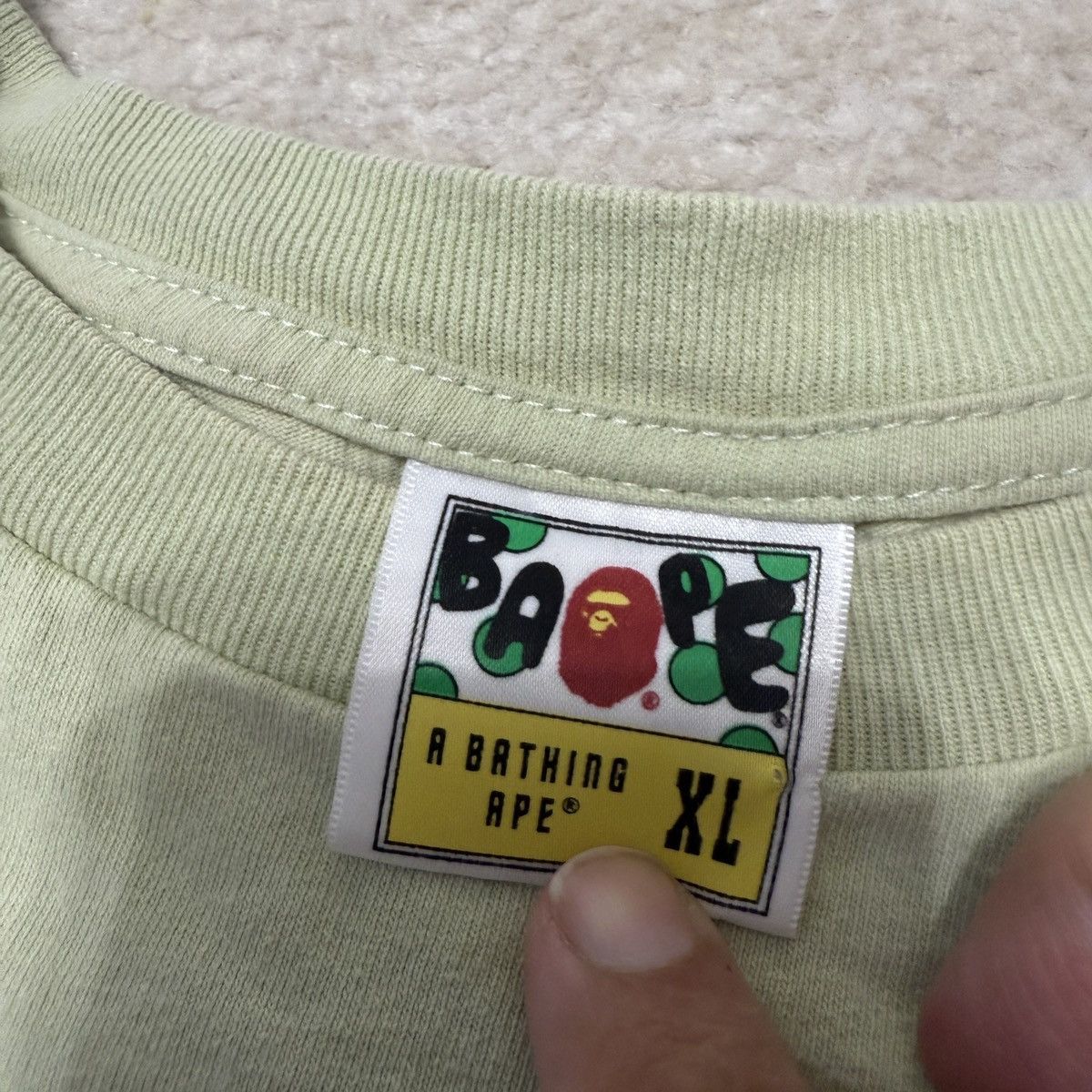 A Bathing Ape BAPE Pigment College T-Shirt Green Men's XL