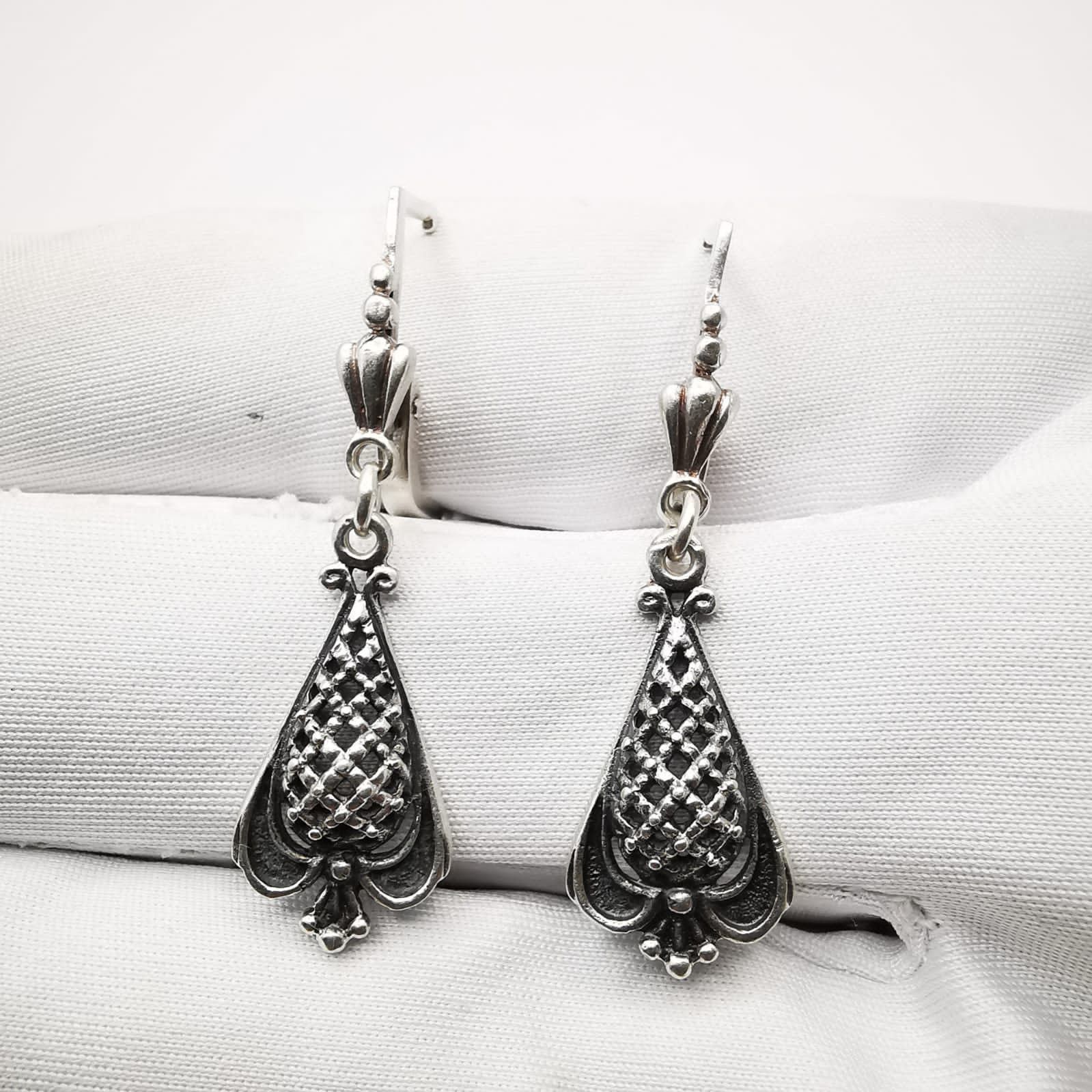 Vintage Vintage Filigree Women's 875 Silver Earrings Jewelry 4,6 g Size ONE SIZE - 3 Thumbnail