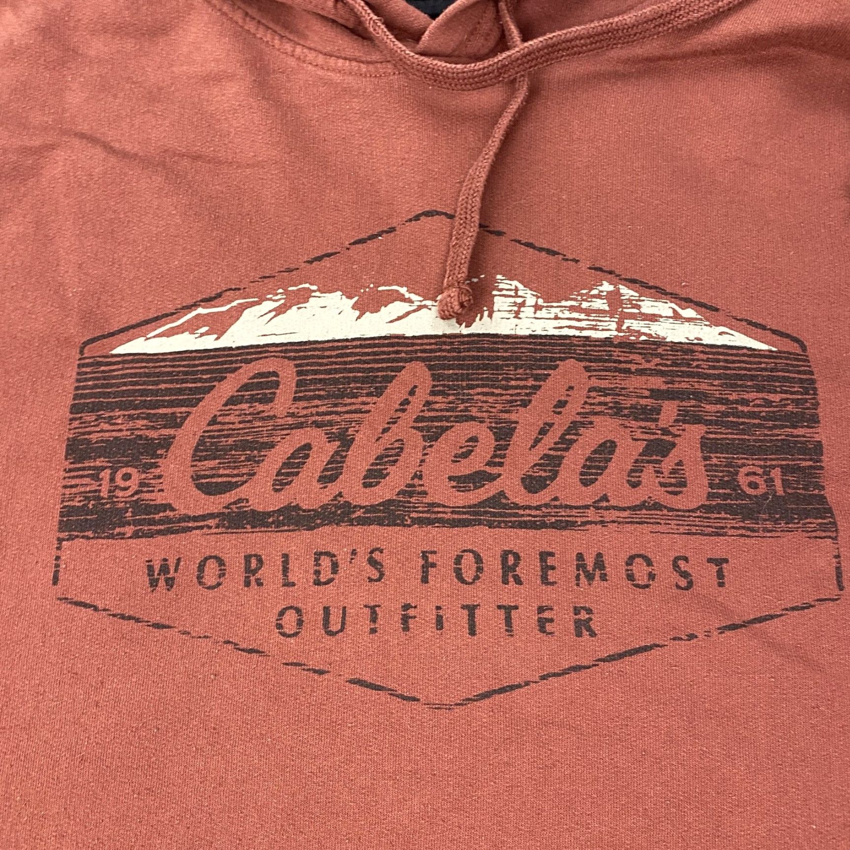Vintage Cabela's Hoodie Mens Small Rust Brown Pullover Sweatshirt Outdoor Fleece Lined Size US S / EU 44-46 / 1 - 2 Thumbnail
