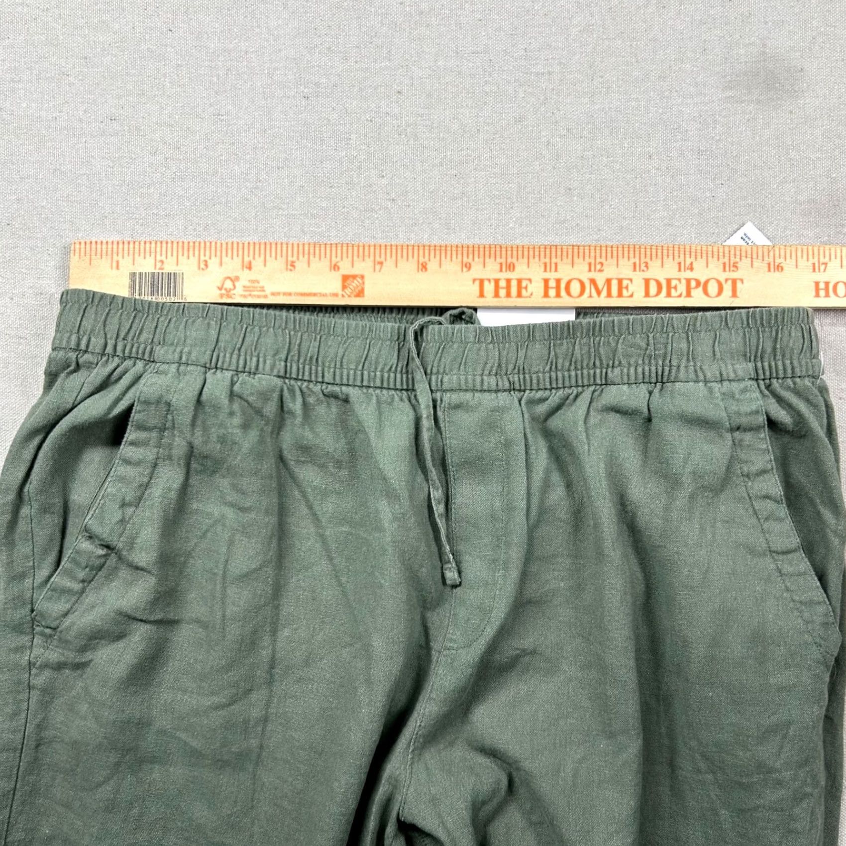 Old Navy Old Navy Pants Womens L Wide-Leg Linen Blend Olive Green Beachy Tropical Size 36" / US 14 / IT 50 - 6 Thumbnail