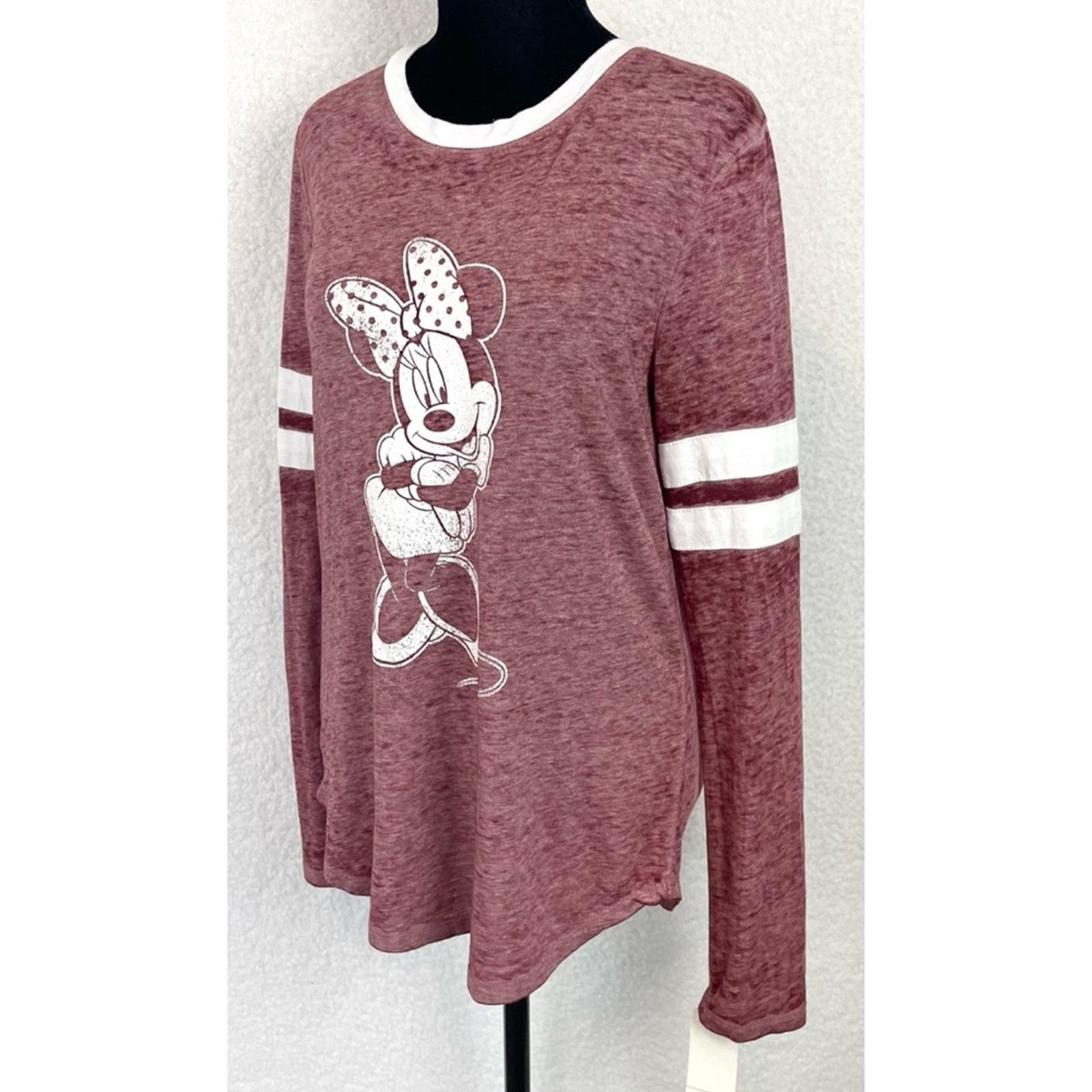 Disney (NWT) DISNEY • Maroon/White Minnie Mouse Long Sleeve Shirt Size M / US 6-8 / IT 42-44 - 4 Thumbnail