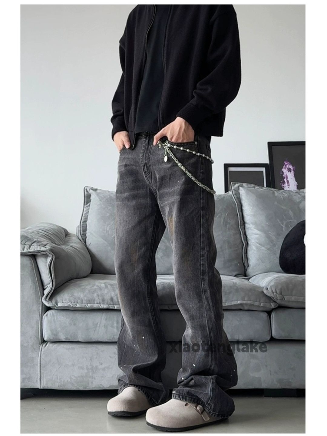 Jean × Vintage washed faded punk grunge bootcut flared yuppie jeans Size US 34 / EU 50 - 4 Thumbnail