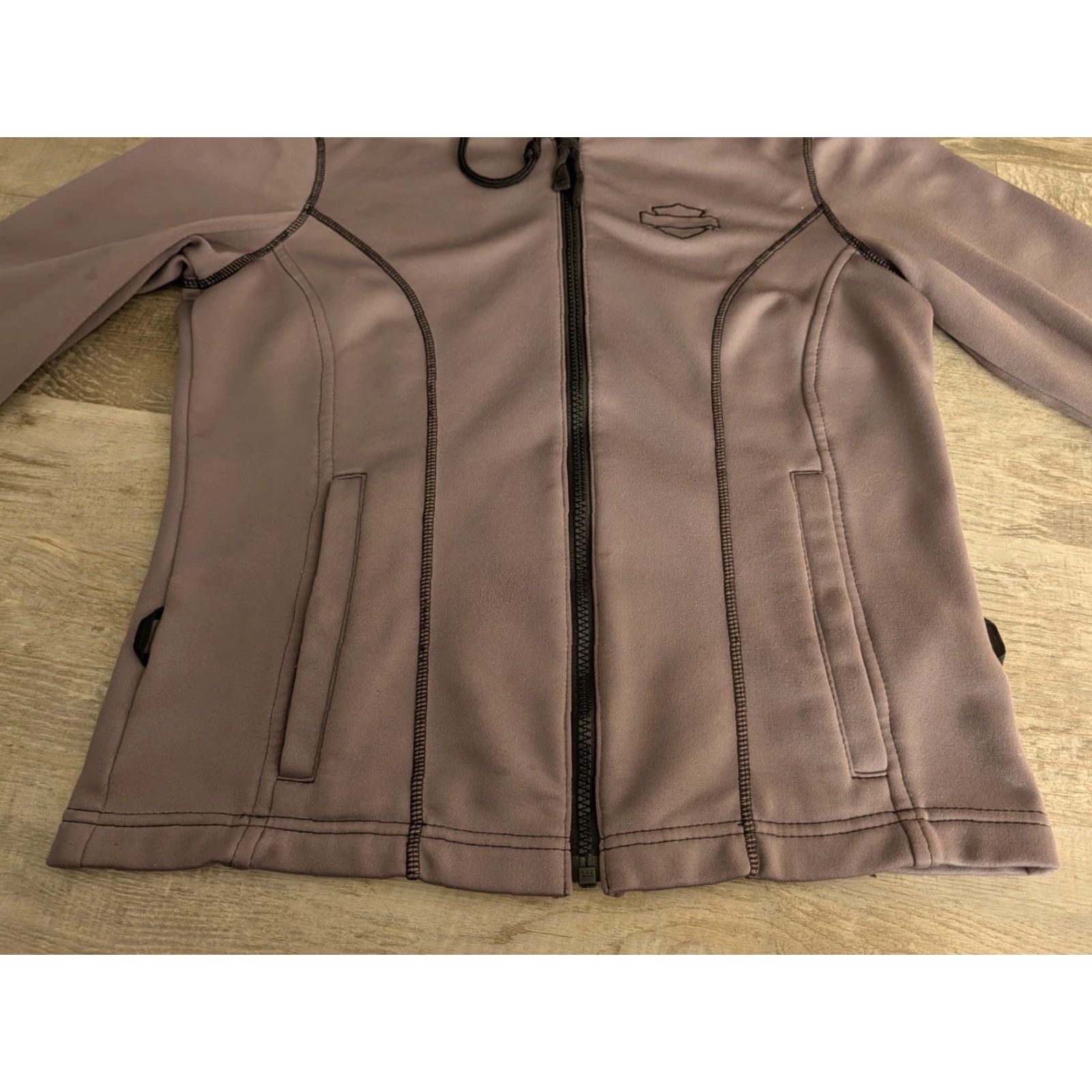 Harley Davidson VINTAGE Harley-Davidson Jacket Womens S Hooded Full Zip Motorcycle Biker Softshell Gray Size S / US 4 / IT 40 - 4 Thumbnail