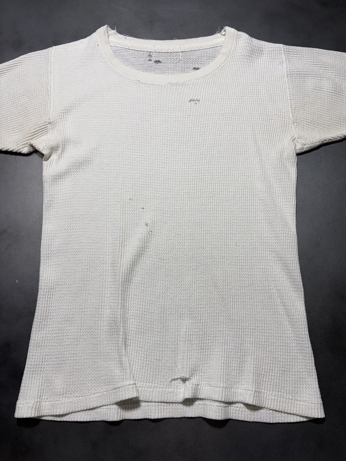 Vintage Thrashed Vintage Thermal T-Shirt Waffle Blank White Distress Size US S / EU 44-46 / 1 - 8 Thumbnail