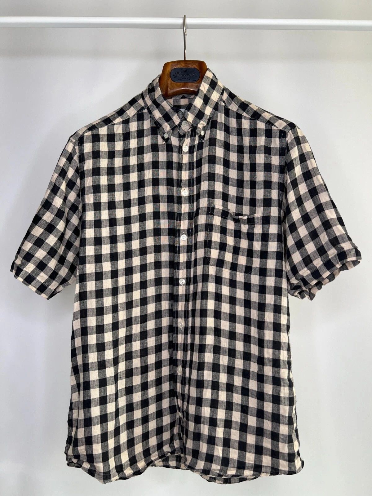 Eton Eton Slim Men's Casual Summer Plaid Linen Short Sleeve Shirt Size US M / EU 48-50 / 2 - 1 Thumbnail