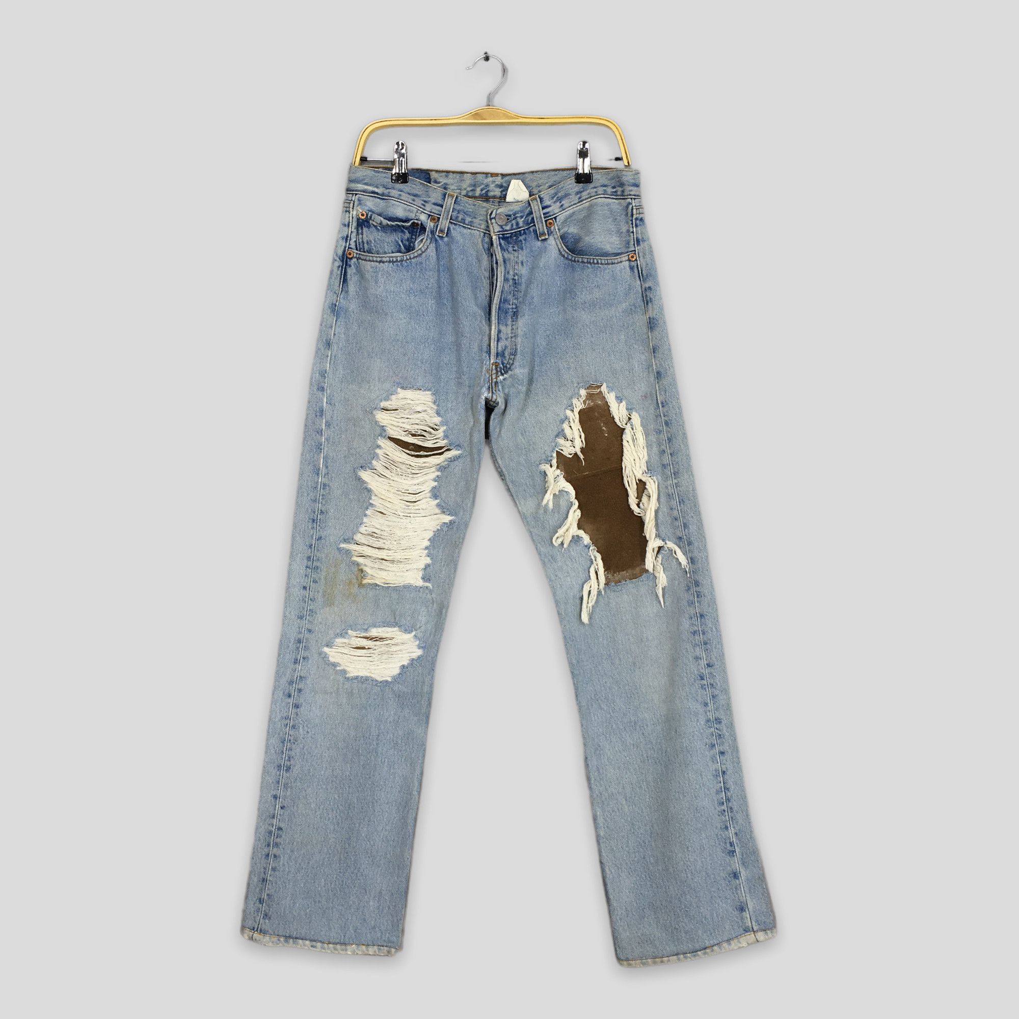 Levi's Size 31x29 Vintage 90s Levi's 501 Distressed Jeans S1576 Size US 31 - 1 Thumbnail