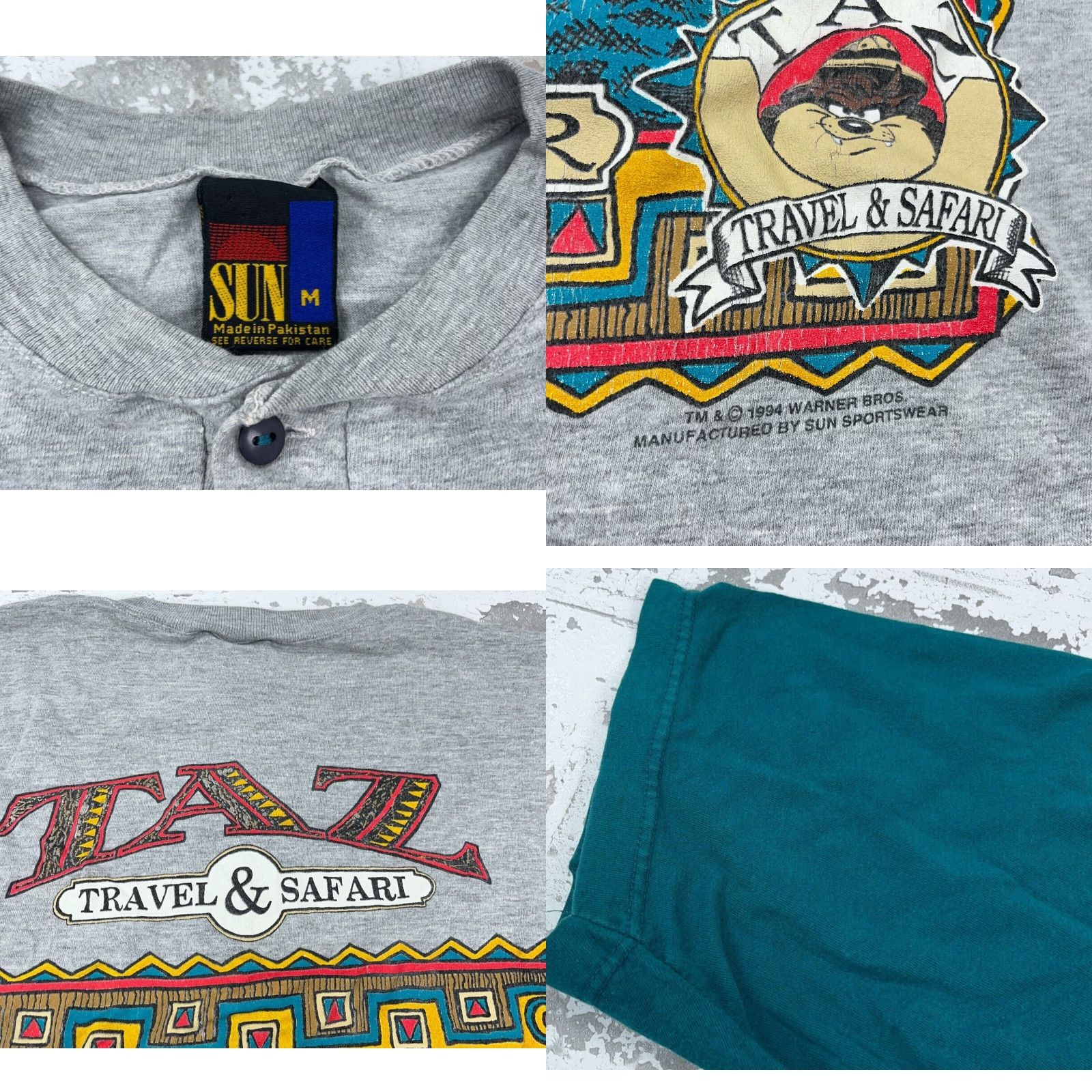 Vintage VINTAGE Sun Shirt Men M Gray 90s Looney Tunes Taz Henley Tasmanian Devil Graphic Print Logo Cotton Knit Short Sleeve Vintage Classic Grunge 90s Mens Size US M / EU 48-50 / 2 - 8 Thumbnail