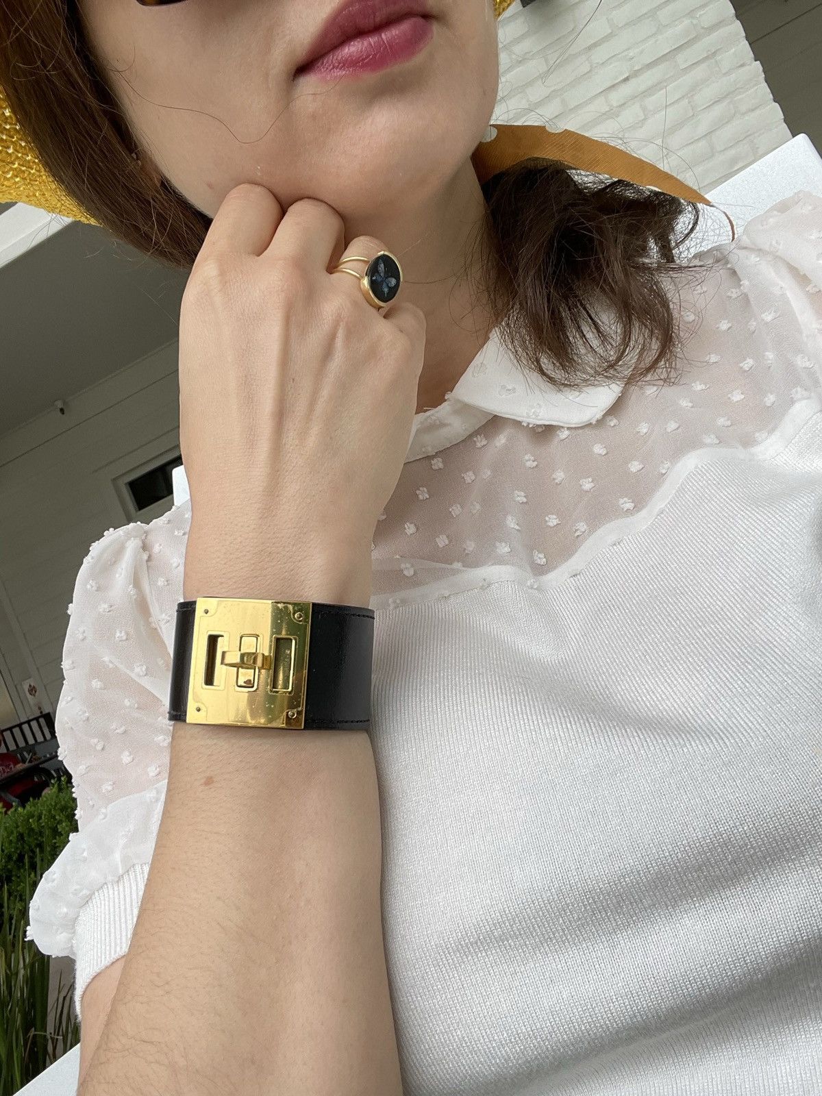 Hermes Authentic Hermes Kelly Dog Bracelet In Black Leather/Gold Size ONE SIZE - 10 Thumbnail