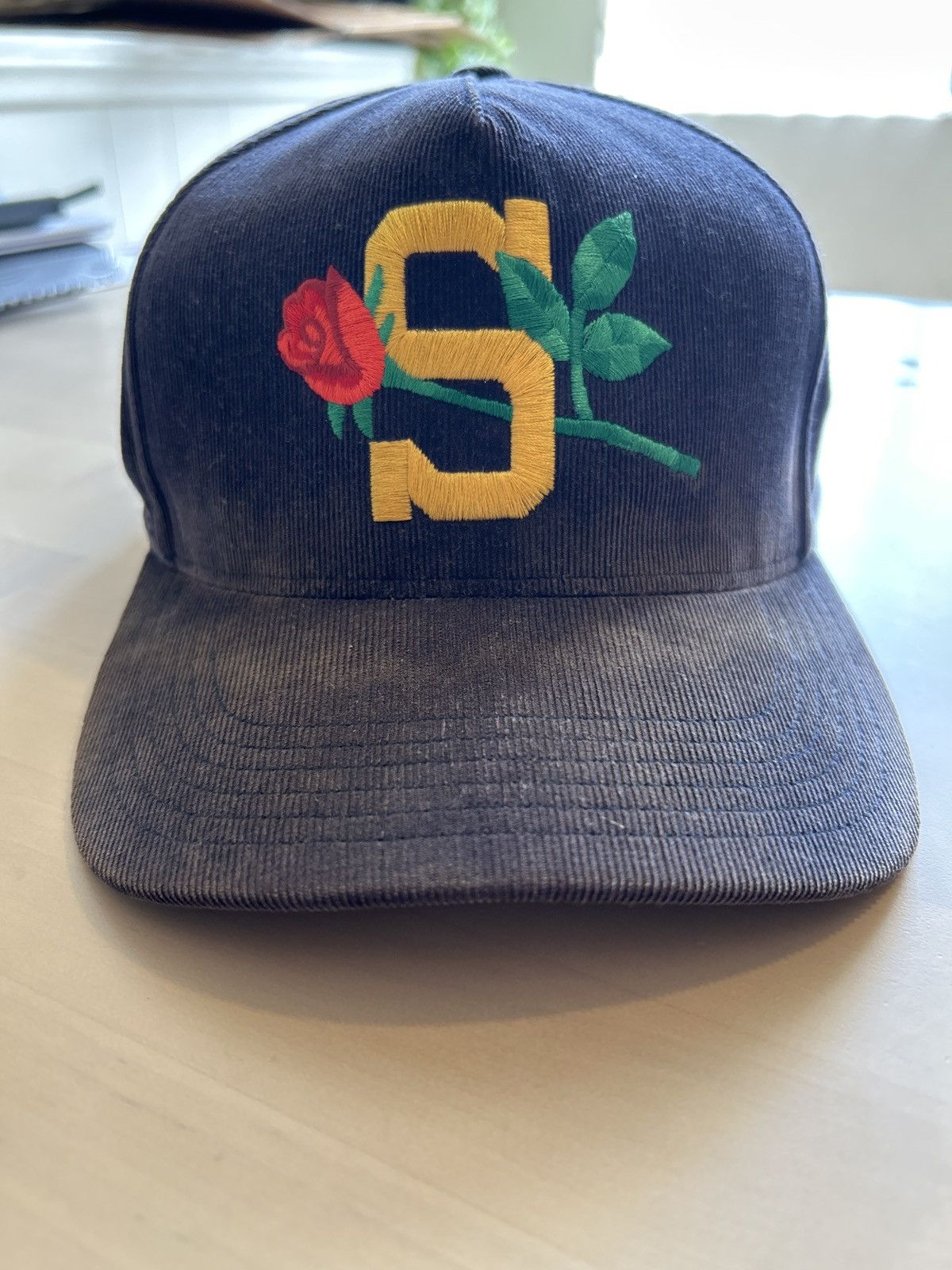 Supreme Supreme Rose Cord 5 Panel Snapback Hat Cap Navy Ss15 | Grailed
