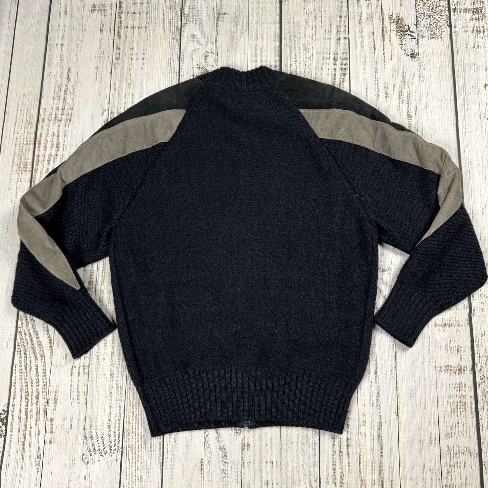 Vintage VINTAGE CHANTAL FOR CECIL GEE WOOL SWEATER JACKET FULL ZIP LEATHER ACCENT BLUE L/XL MEN'S Size US L / EU 52-54 / 3 - 8 Thumbnail